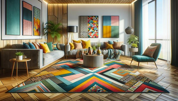 Tapis coloré et moderne dans un salon