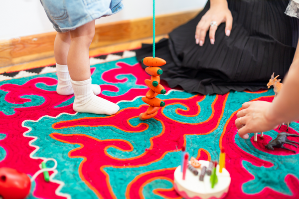 Tapis enfant bleu et rouge