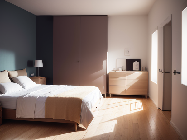 Small bedroom with light colors