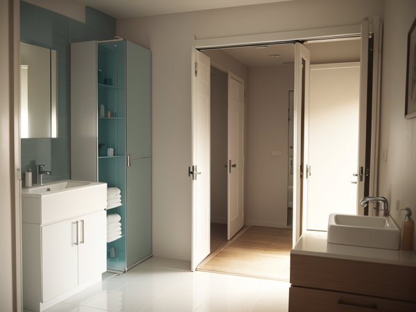 Sliding doors in a bathroom