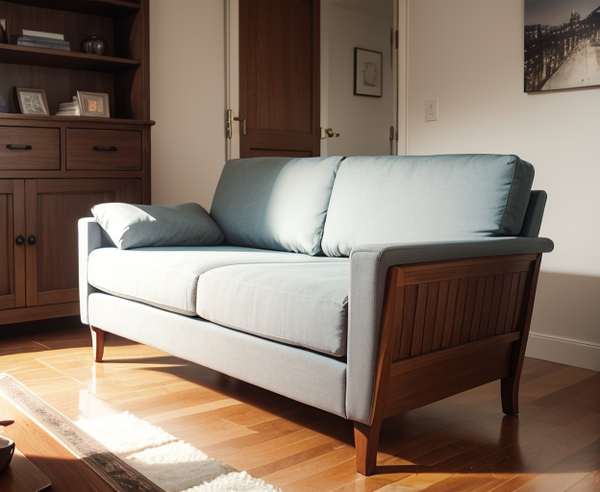 An open sofa bed in a living room.