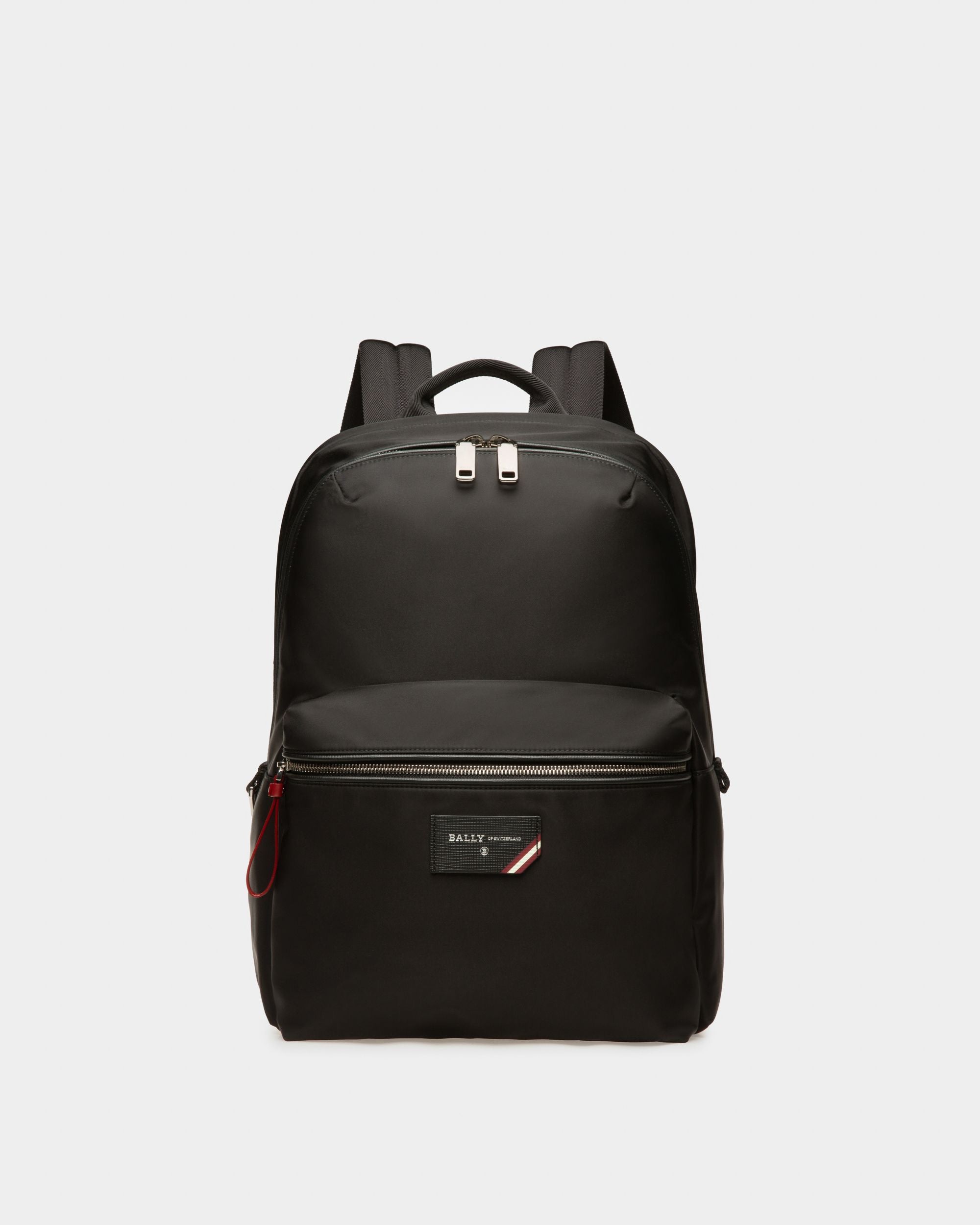 Ferey | Men's Backpack | Black Leather And Nylon | Bally | Still Life Front