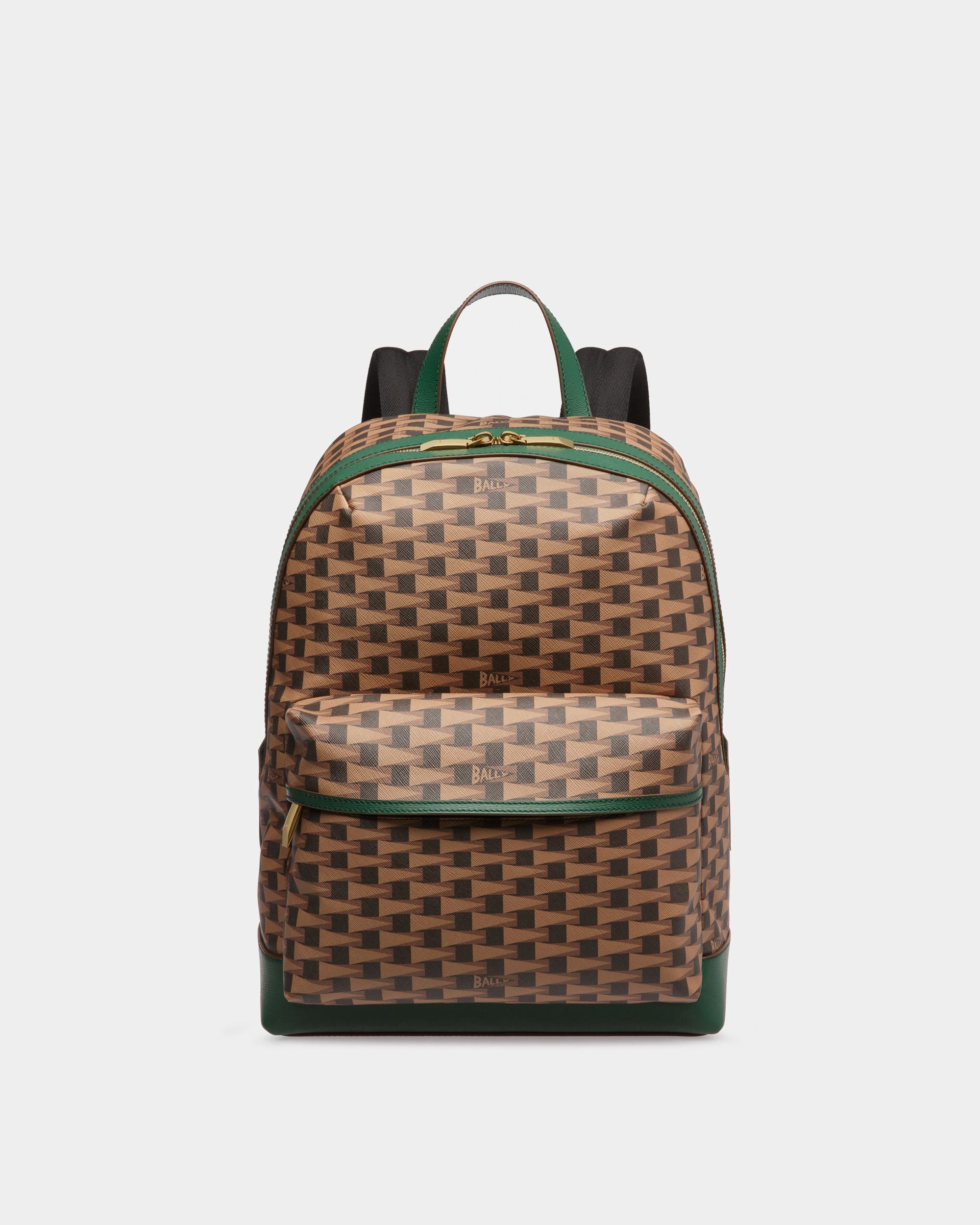 Bord Trekk | Men's Backpack | Desert And Khaki Leather And TPU | Bally | Still Life Front