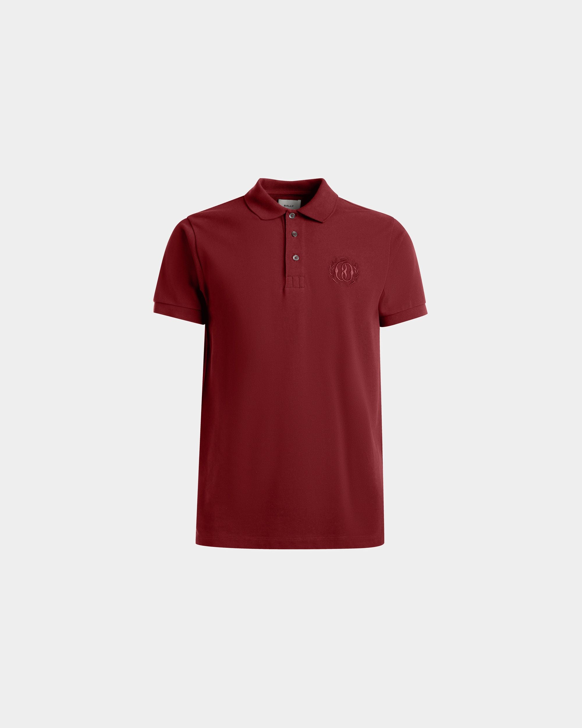 Emblem Polo | Men's Polo | Burgundy Cotton | Bally | Still Life Front