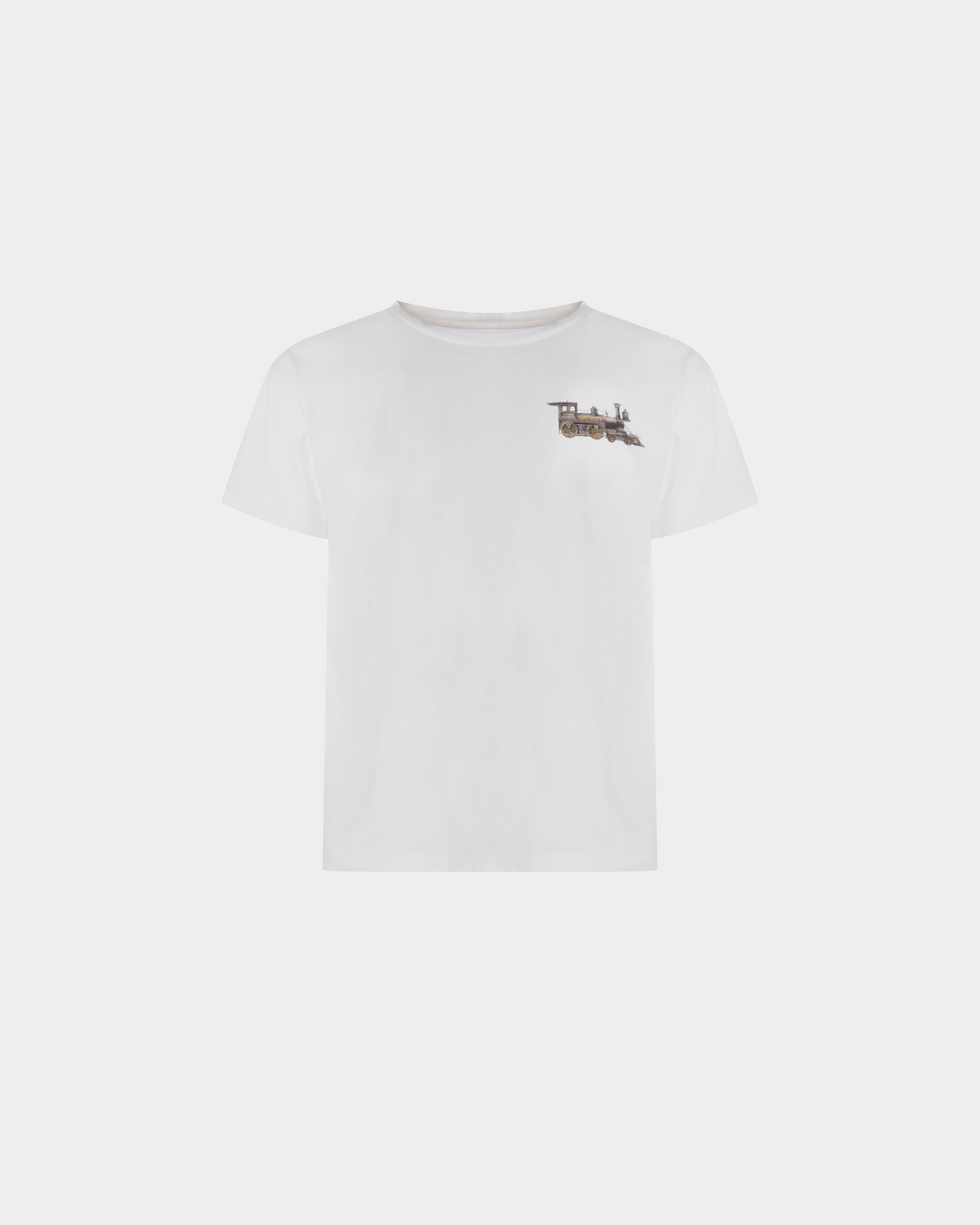 Train Motif T-Shirt | Men's T-Shirt | White Cotton | Bally | Still Life Front