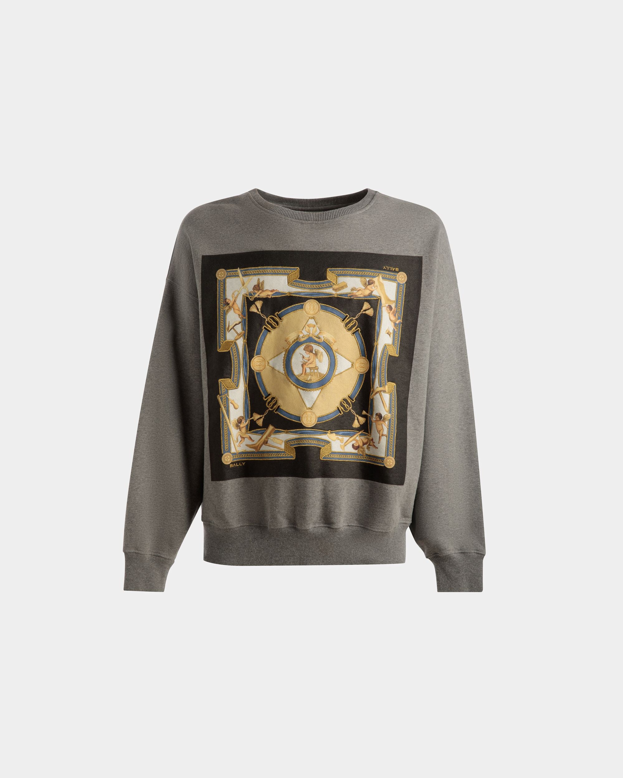 Printed Sweatshirt | Men's Sweatshirt | Grey Melange Cotton | Bally | Still Life Front