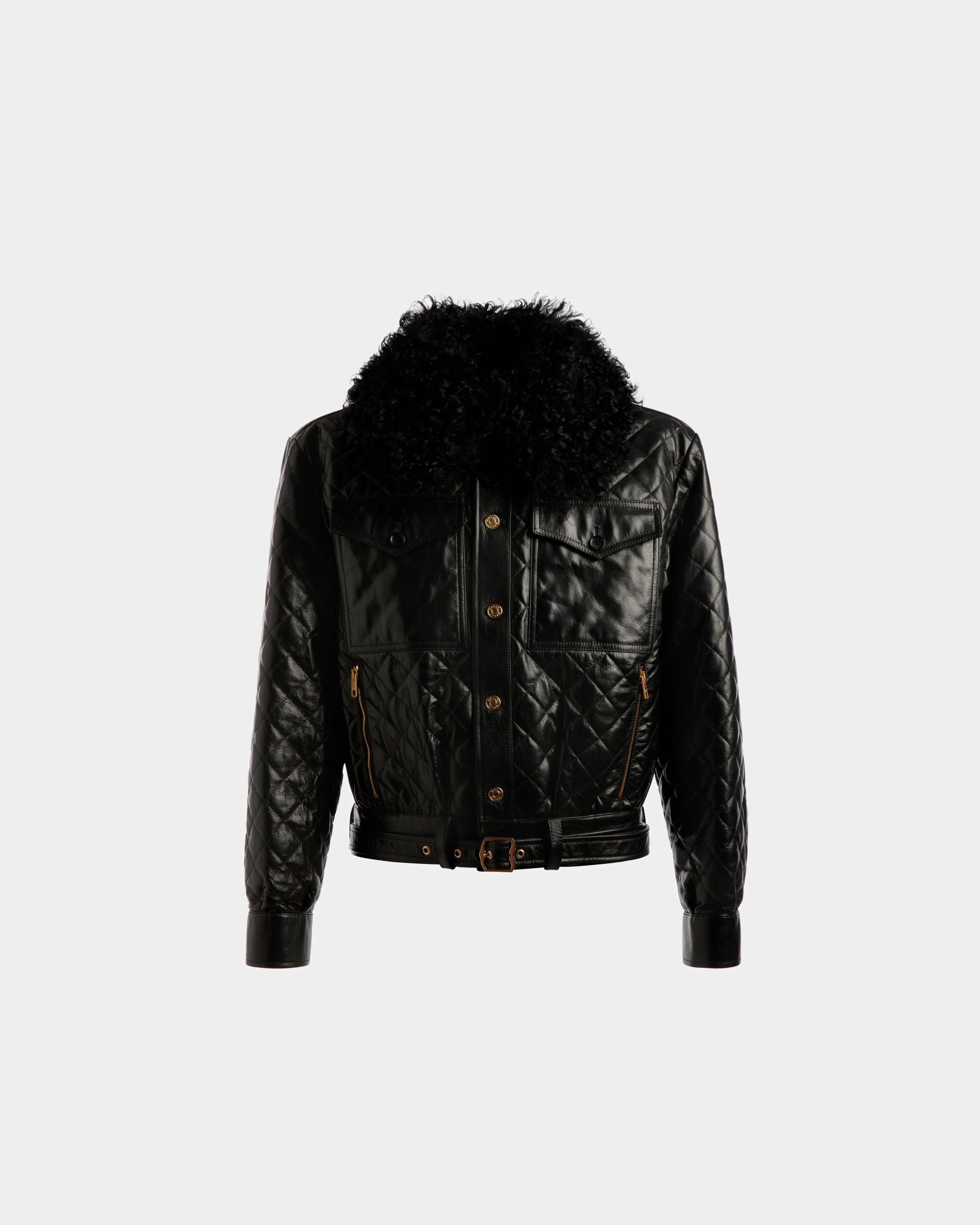 Bomber Jacket | Men's Bomber Jacket | Black Leather | Bally | Still Life Front