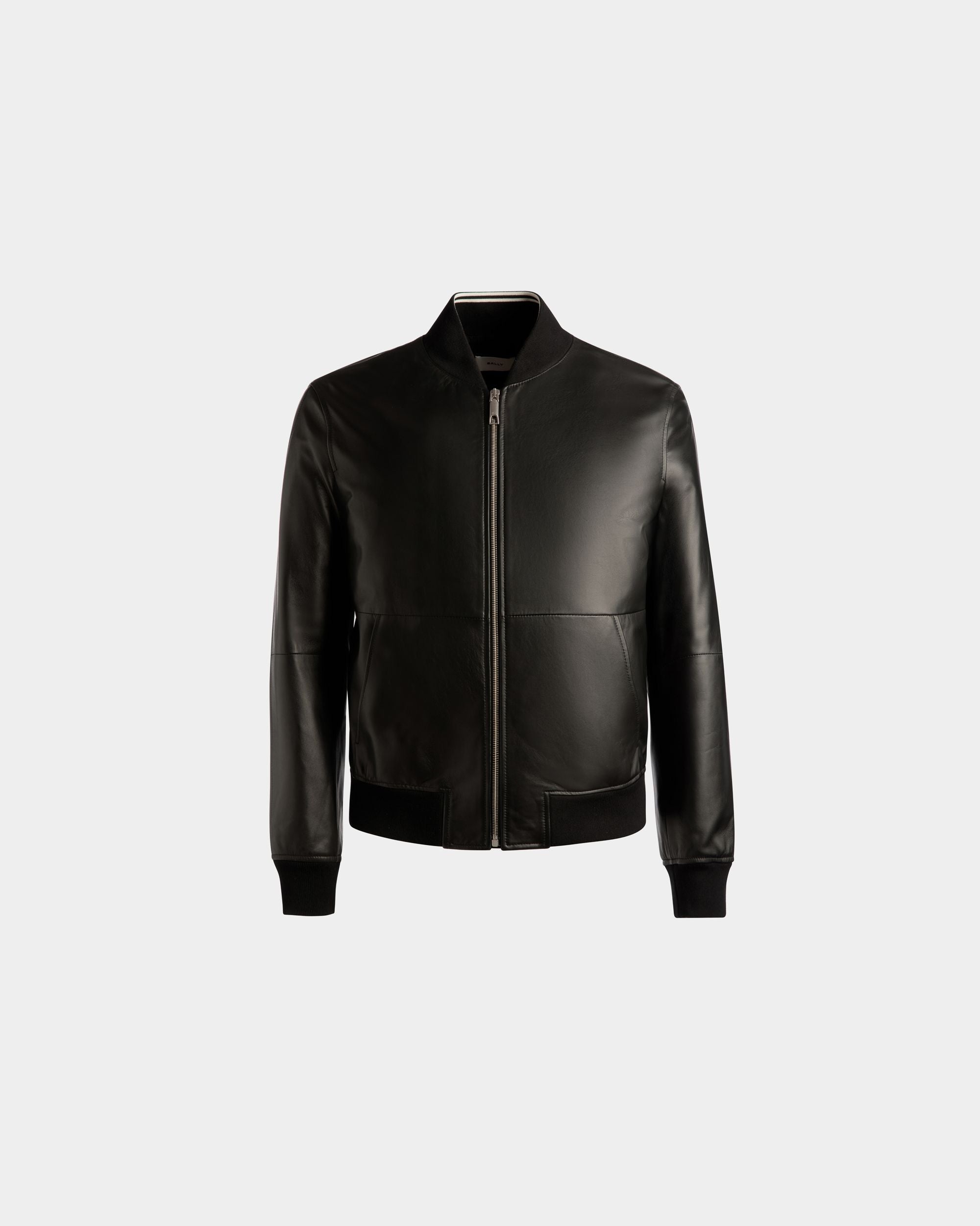 Men's Bomber Jacket In Black Leather | Bally | Still Life Front