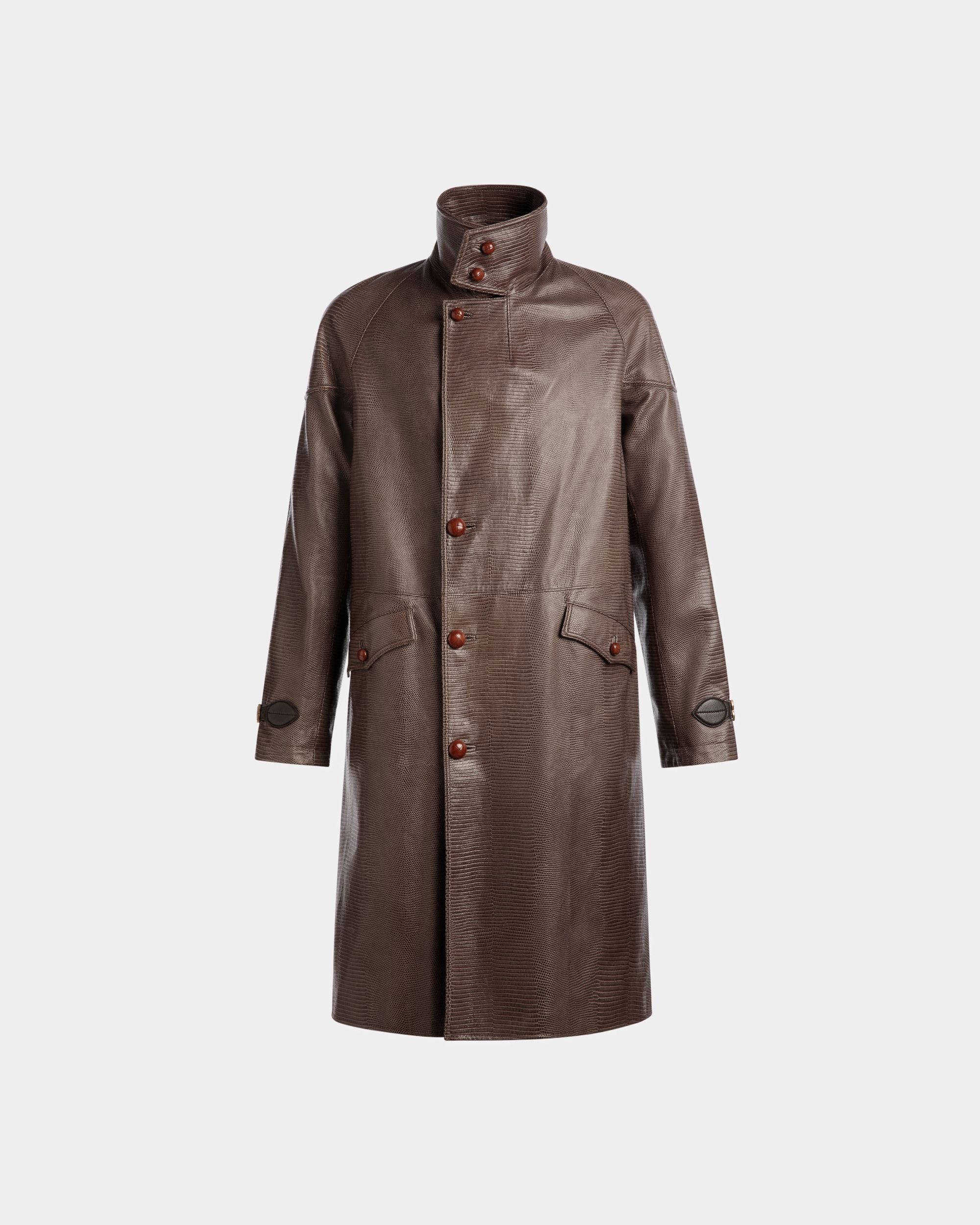 Pea Coat | Men's Coat | Grey Leather | Bally | Still Life Front