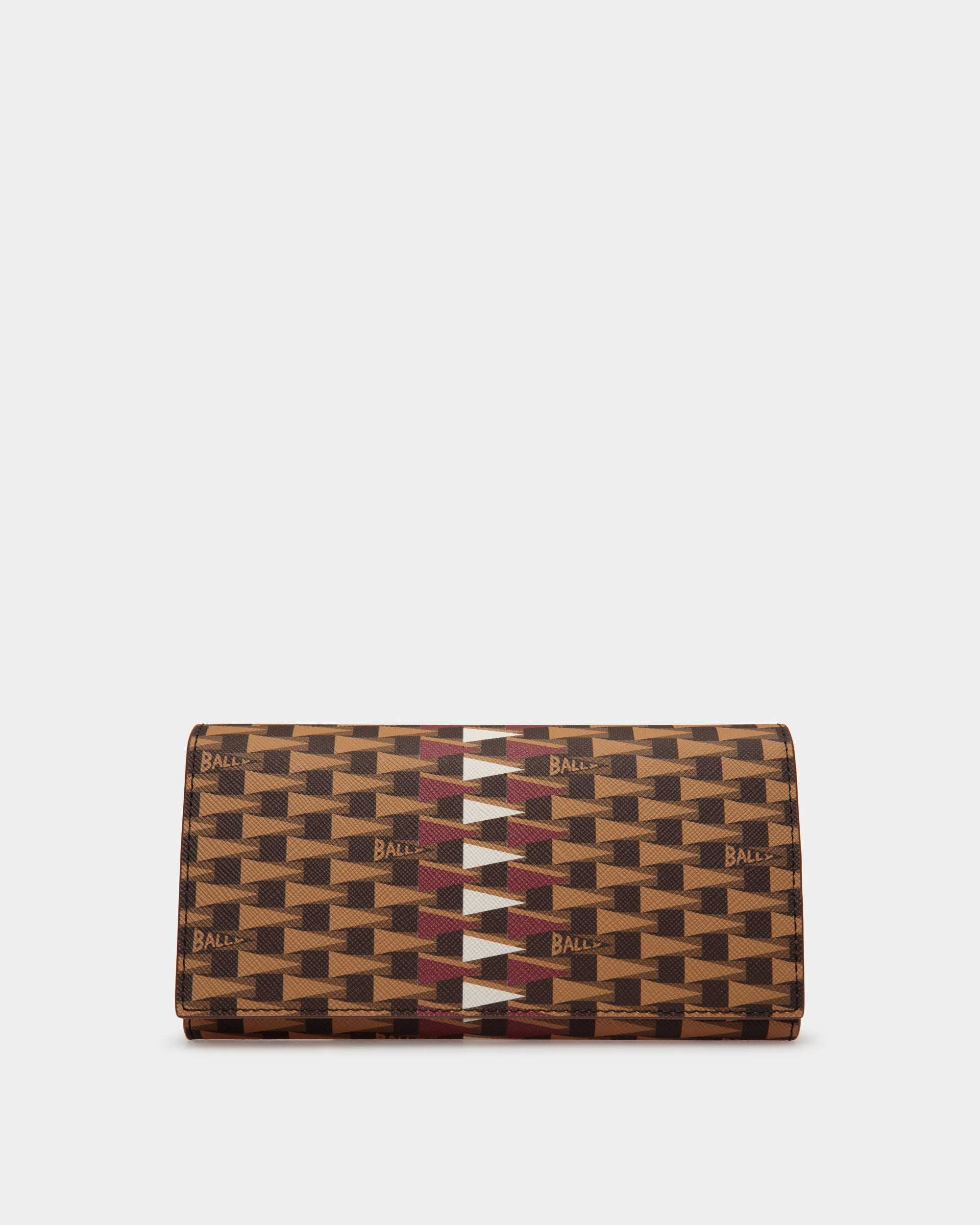 Pennant | Men's Continental Wallet in Brown Leather and TPU | Bally | Still Life Front