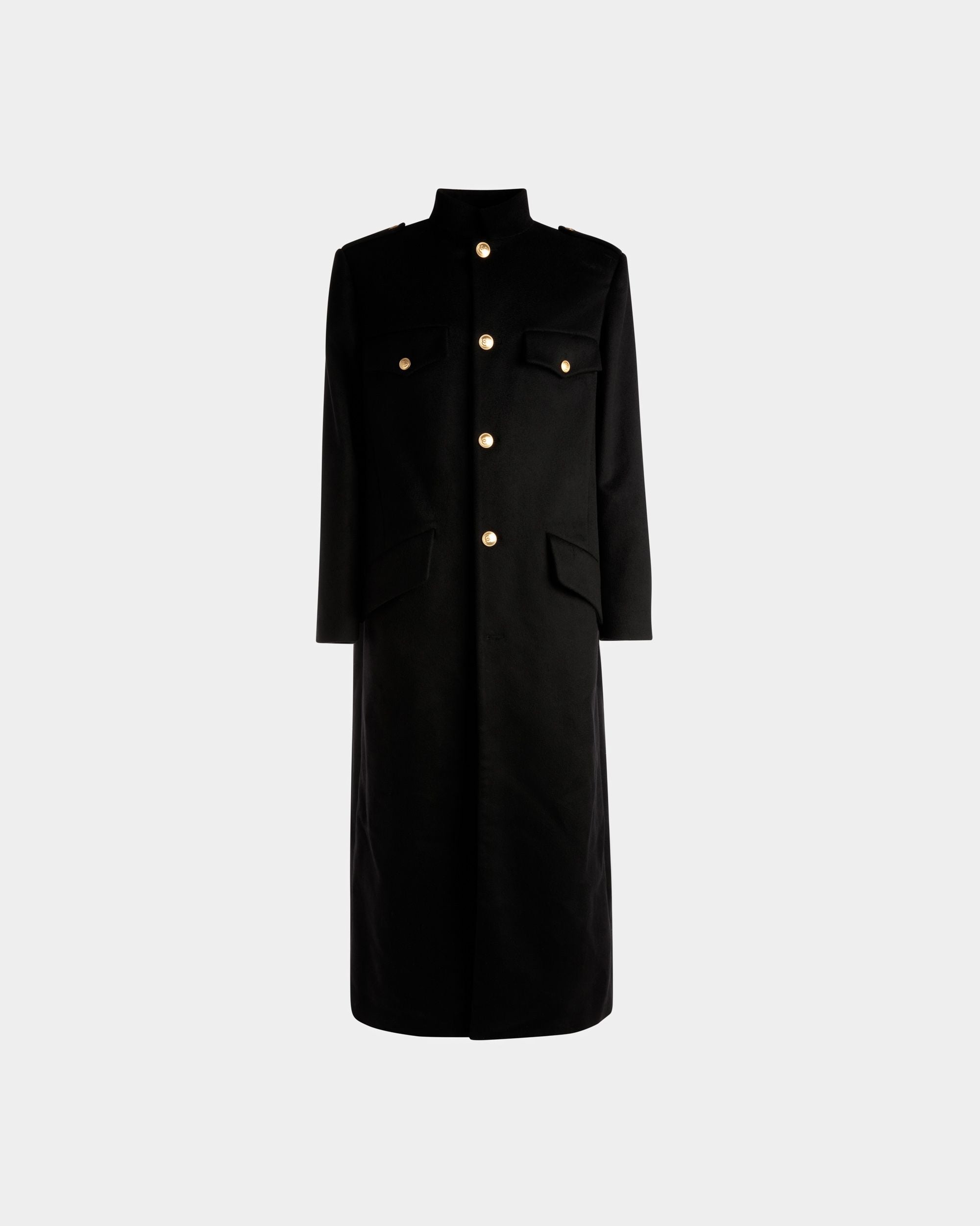 Long Utility Coat | Men's Coat | Black Wool | Bally | Still Life Front
