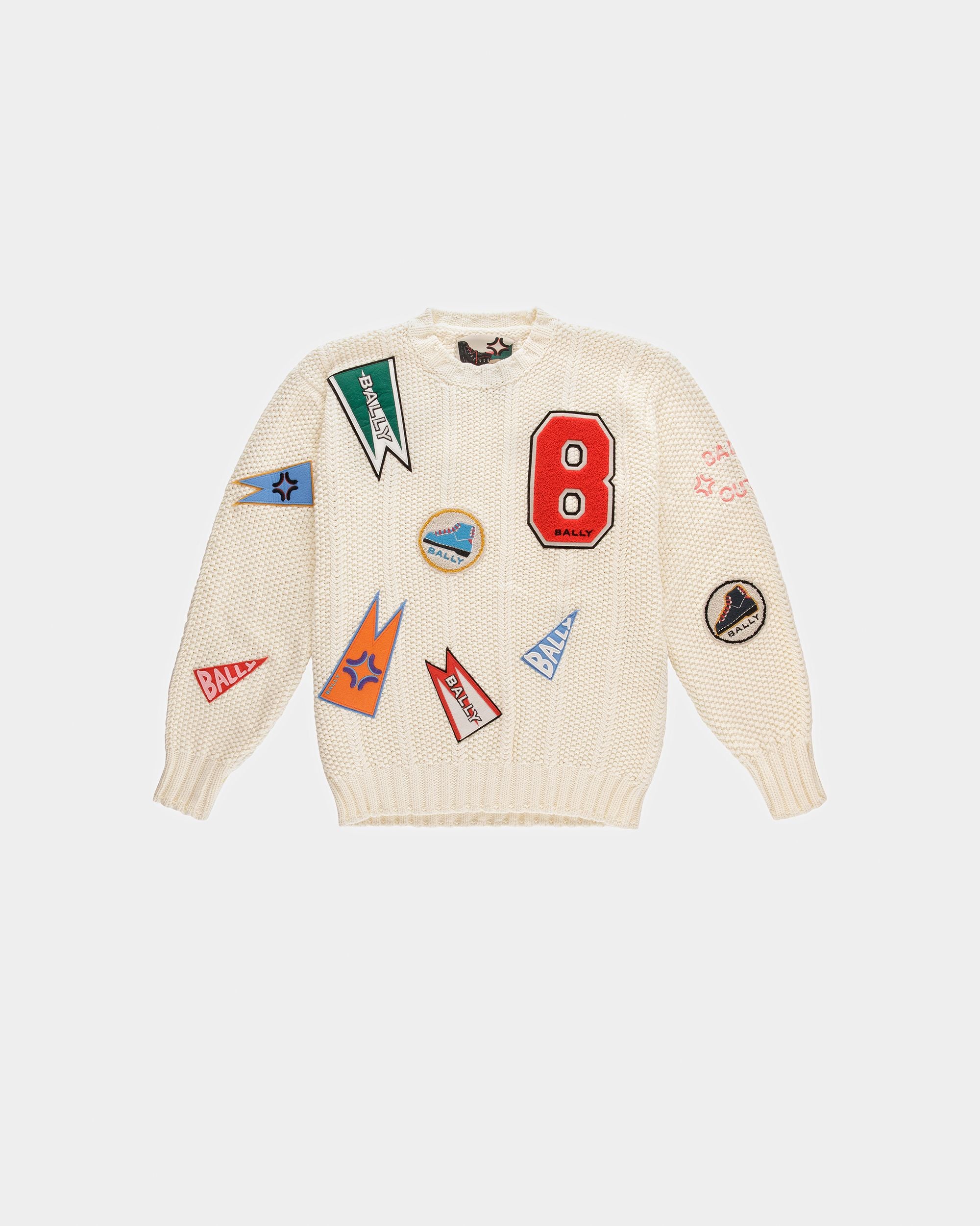 Peak Outlook Crew Neck Sweater | Men's Sweater | Bone Cotton | Bally | Still Life Front