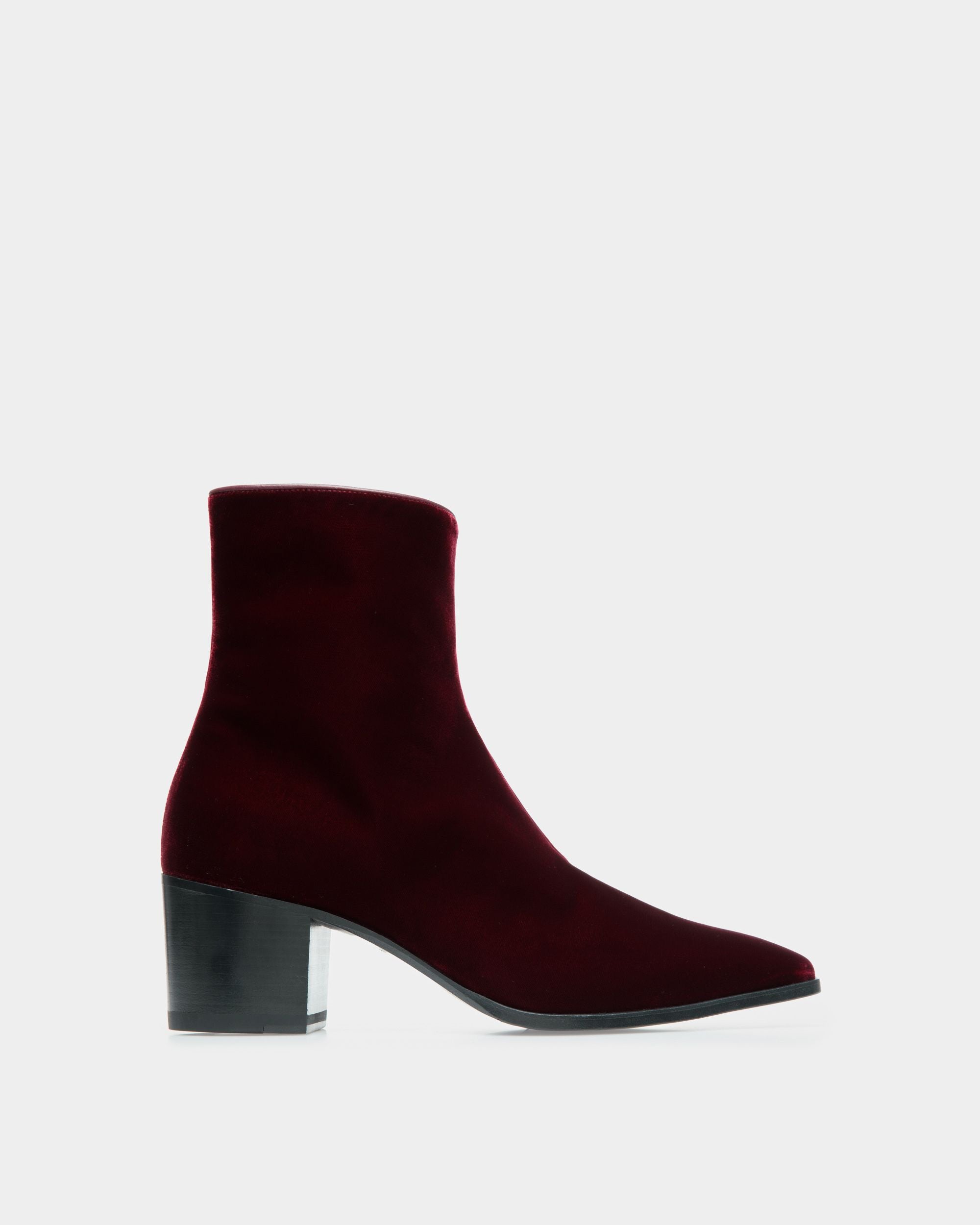 Velez | Men's Boots | Burgundy Velvet | Bally | Still Life Side