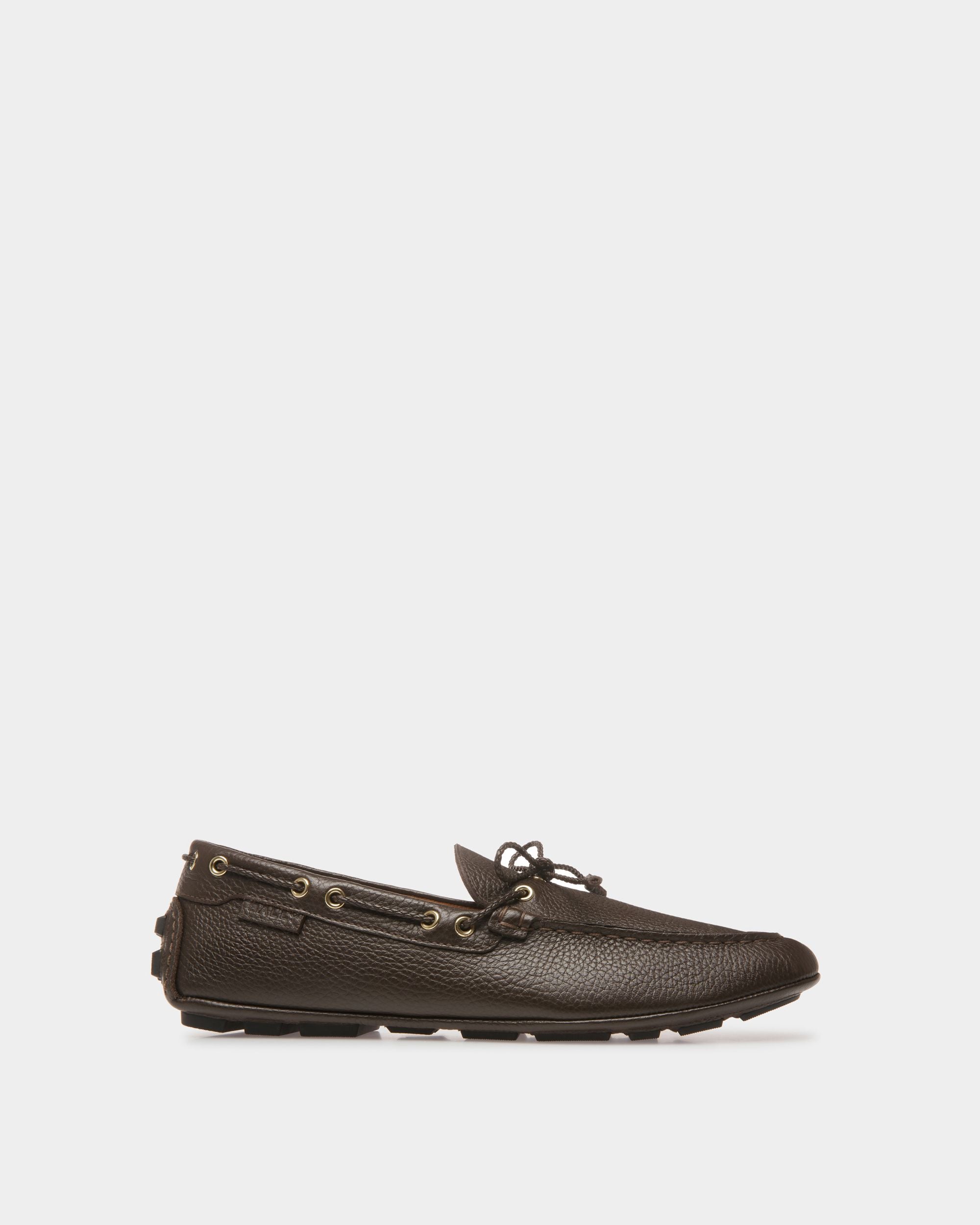 Men's Kerbs Drivers In Brown Leather | Bally | Still Life Side