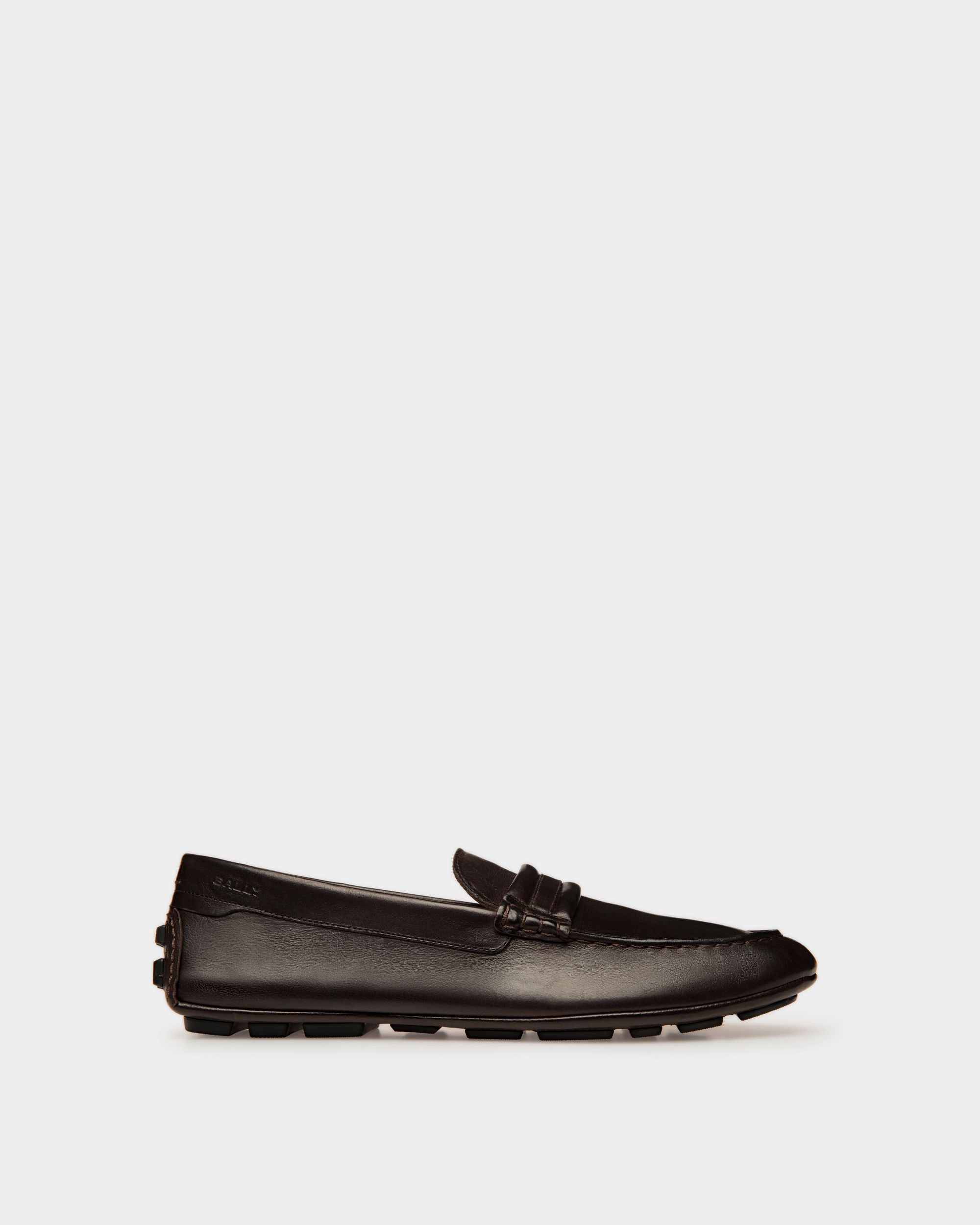 Kerbs | Men's Driver in Ebony Leather | Bally | Still Life Side