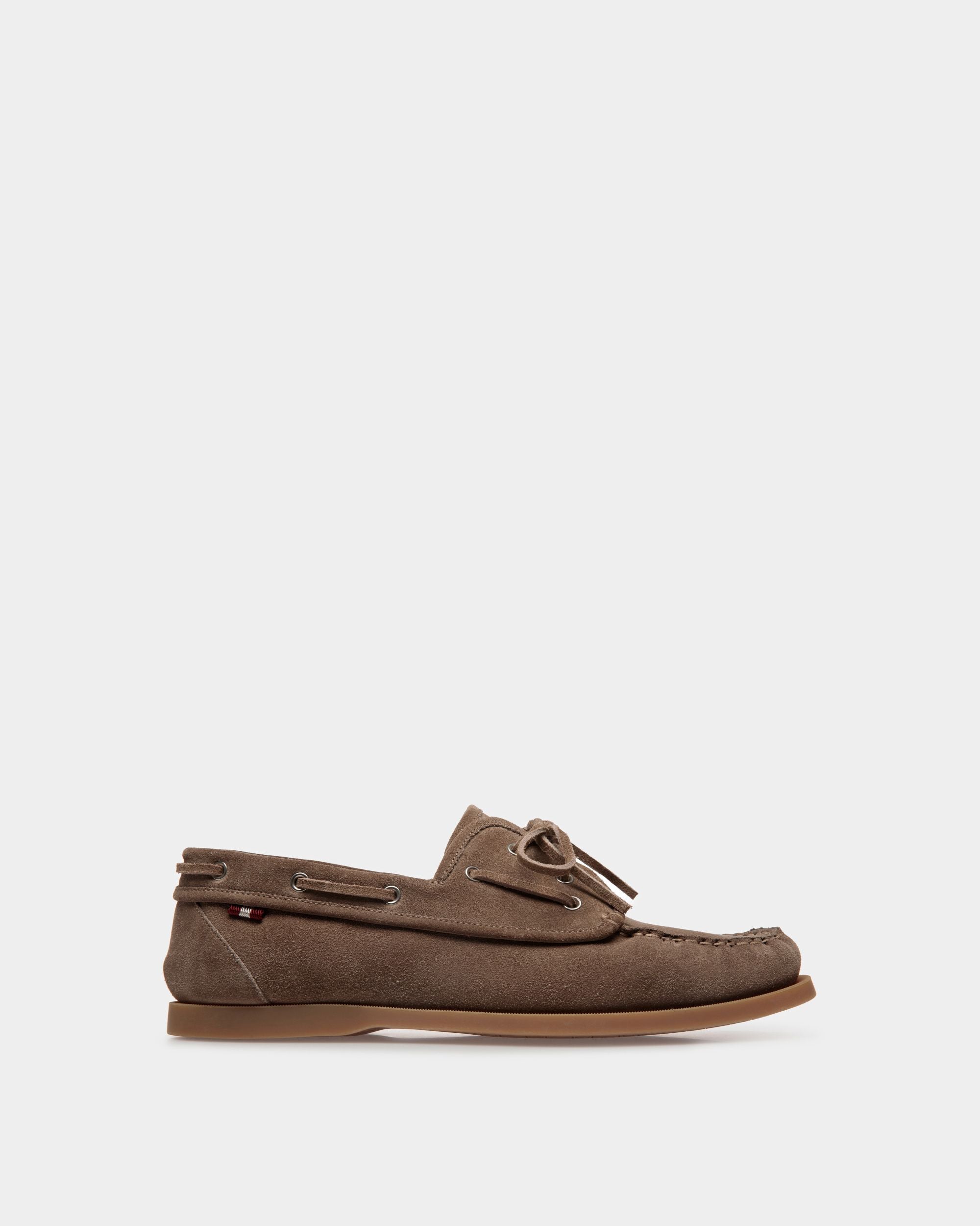 Nelson | Men's Loafer in Beige Suede Leather | Bally | Still Life Side