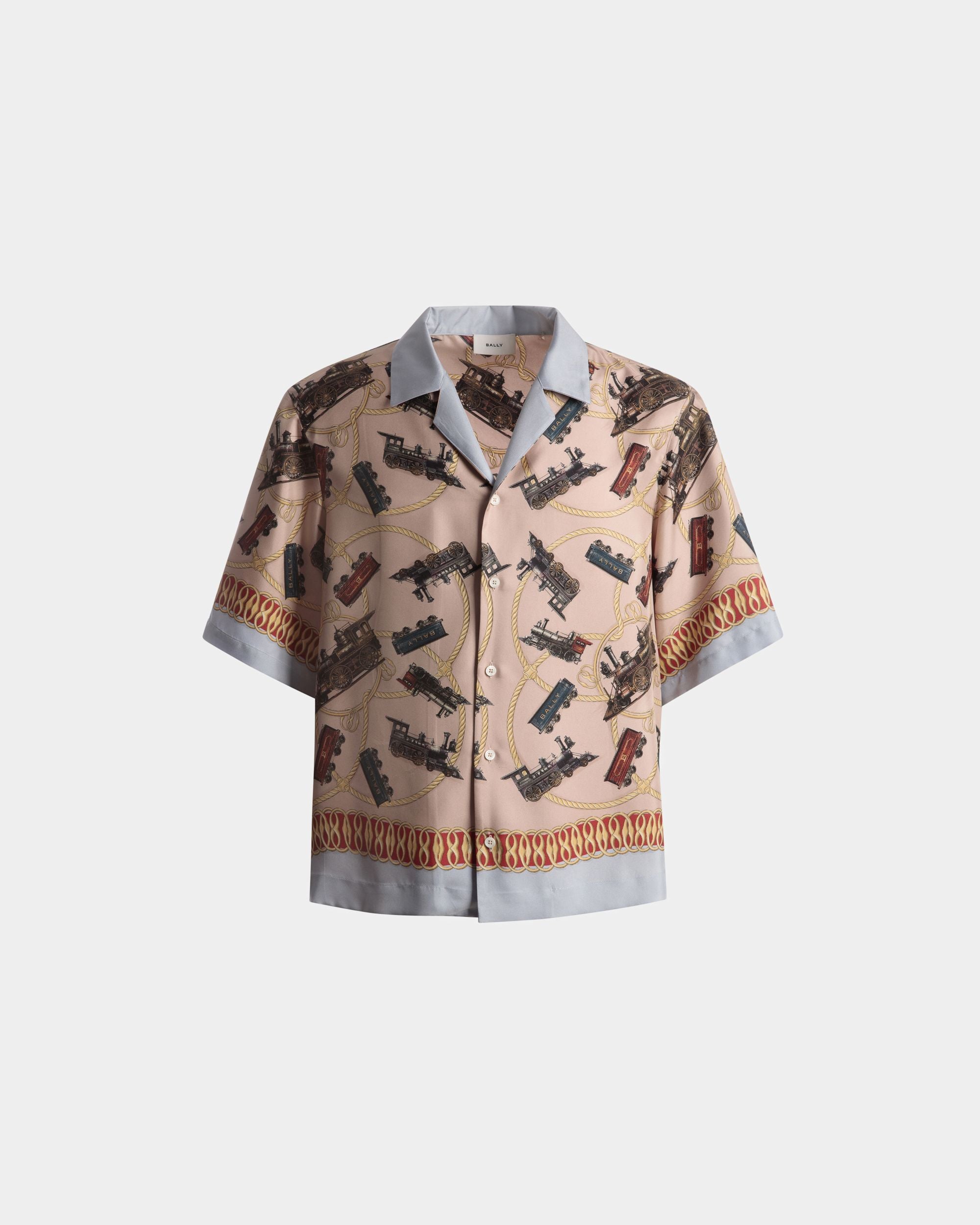 Train Print Shirt | Men's Shirt | Multicolor Silk | Bally | Still Life Front