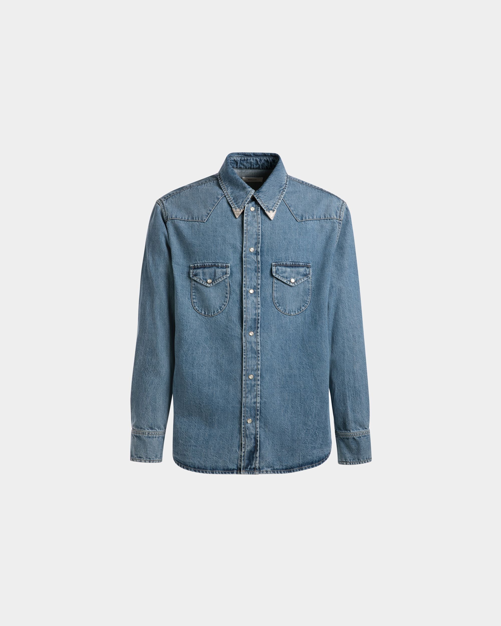 Western Shirt | Men's Shirt | Light Blue Denim | Bally | Still Life Front