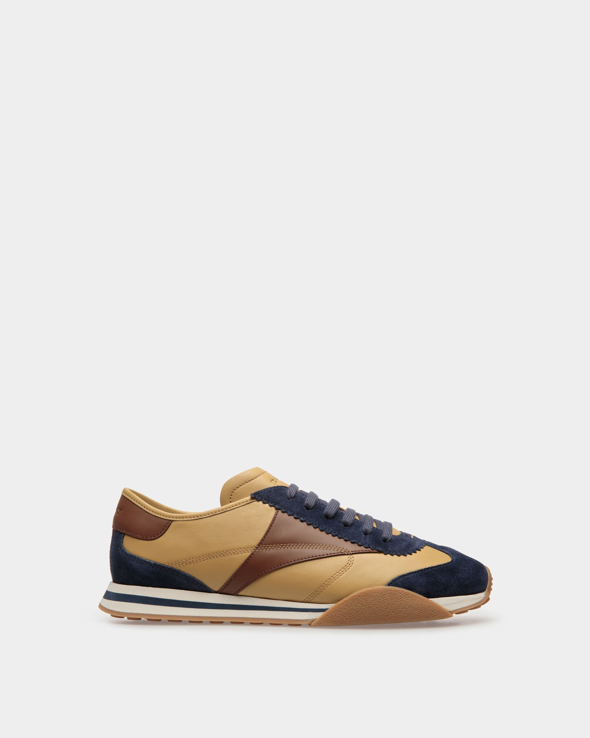 Sonney | Men's Sneakers | Marine And Brown Leather | Bally | Still Life Side