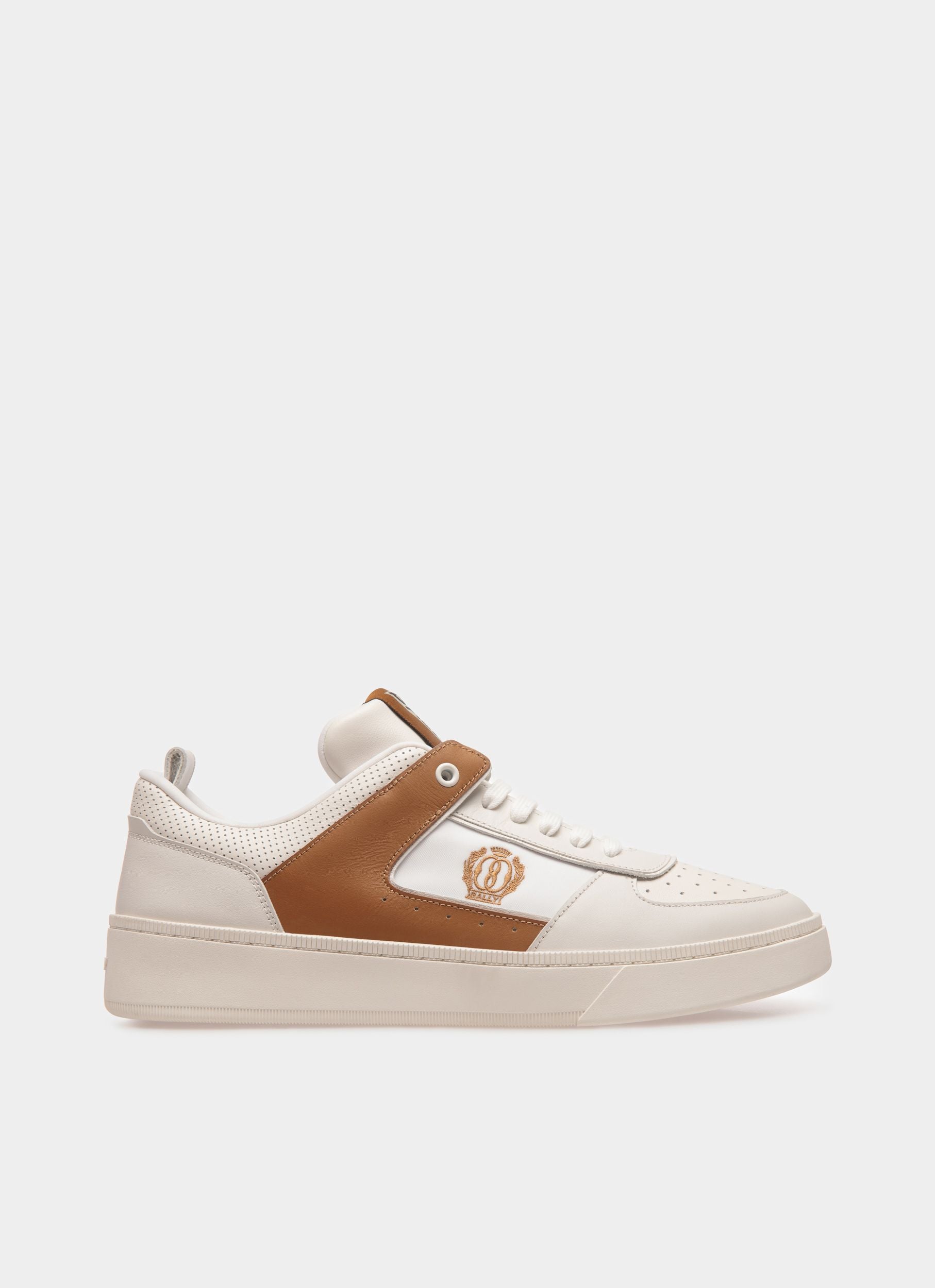 Sneaker | Men's Shoes | White and Brown Leather | Bally | Still Life Side