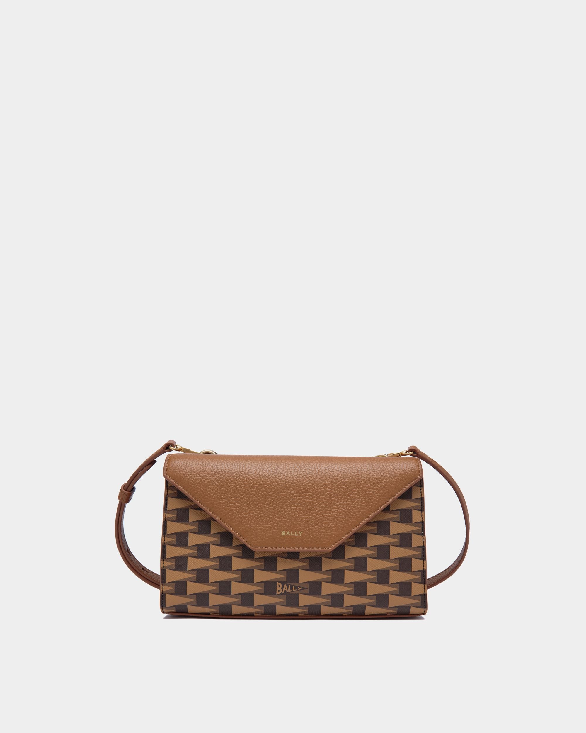 Pennant | Women's Crossbody Bag in Brown Pennant Motif | Bally | Still Life Front