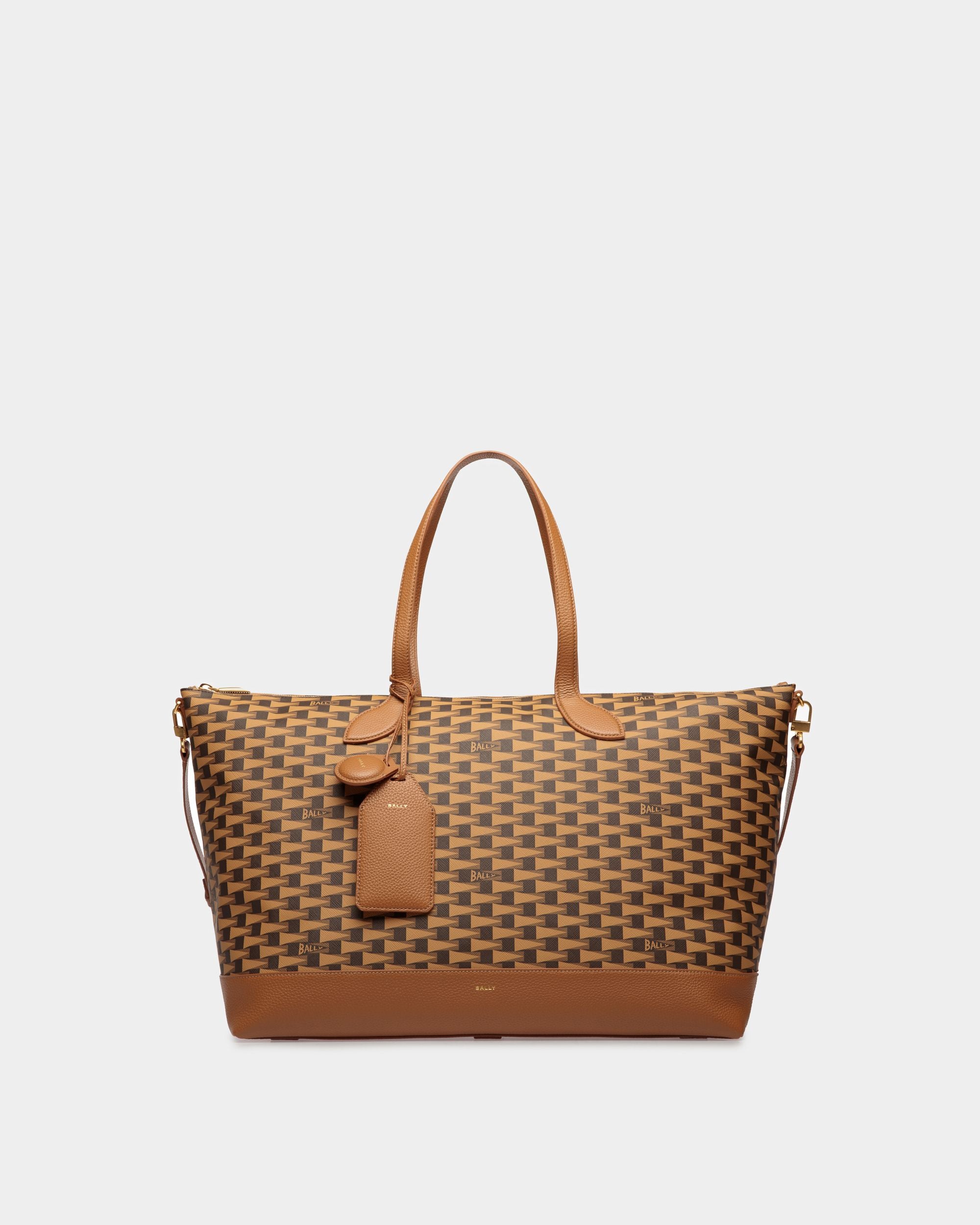 Pennant Large Tote | Women's Bags | Brown TPU | Bally | Still Life Front