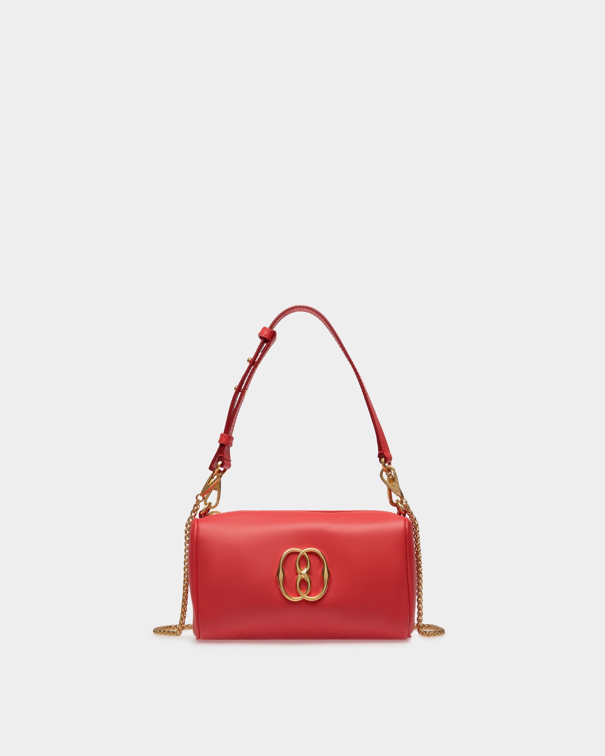 Emblem | Women's Mini Bag in Red Leather | Bally | Still Life Front