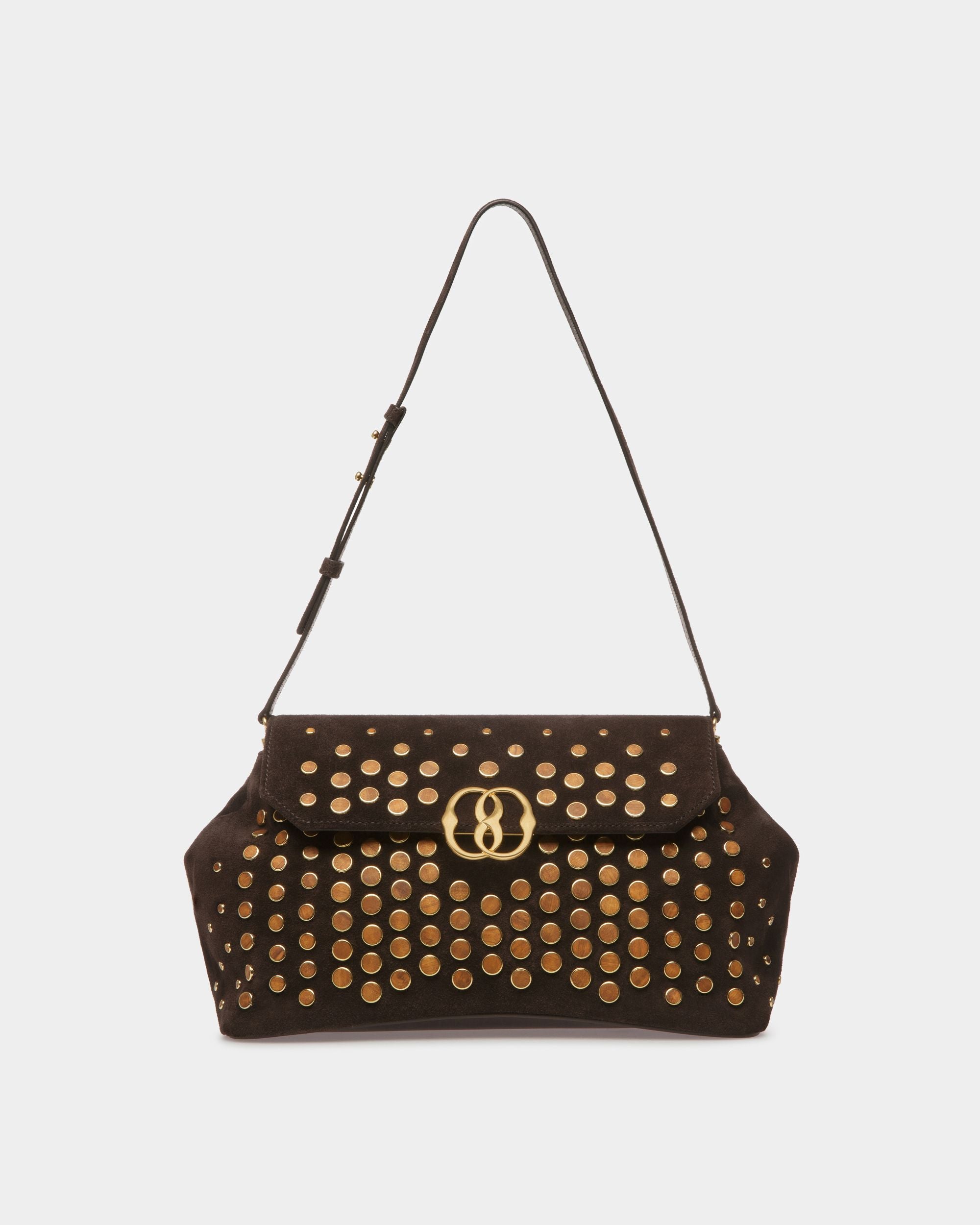 Emblem Slope Medium | Women's Shoulder Bag | Brown Leather | Bally | Still Life Front