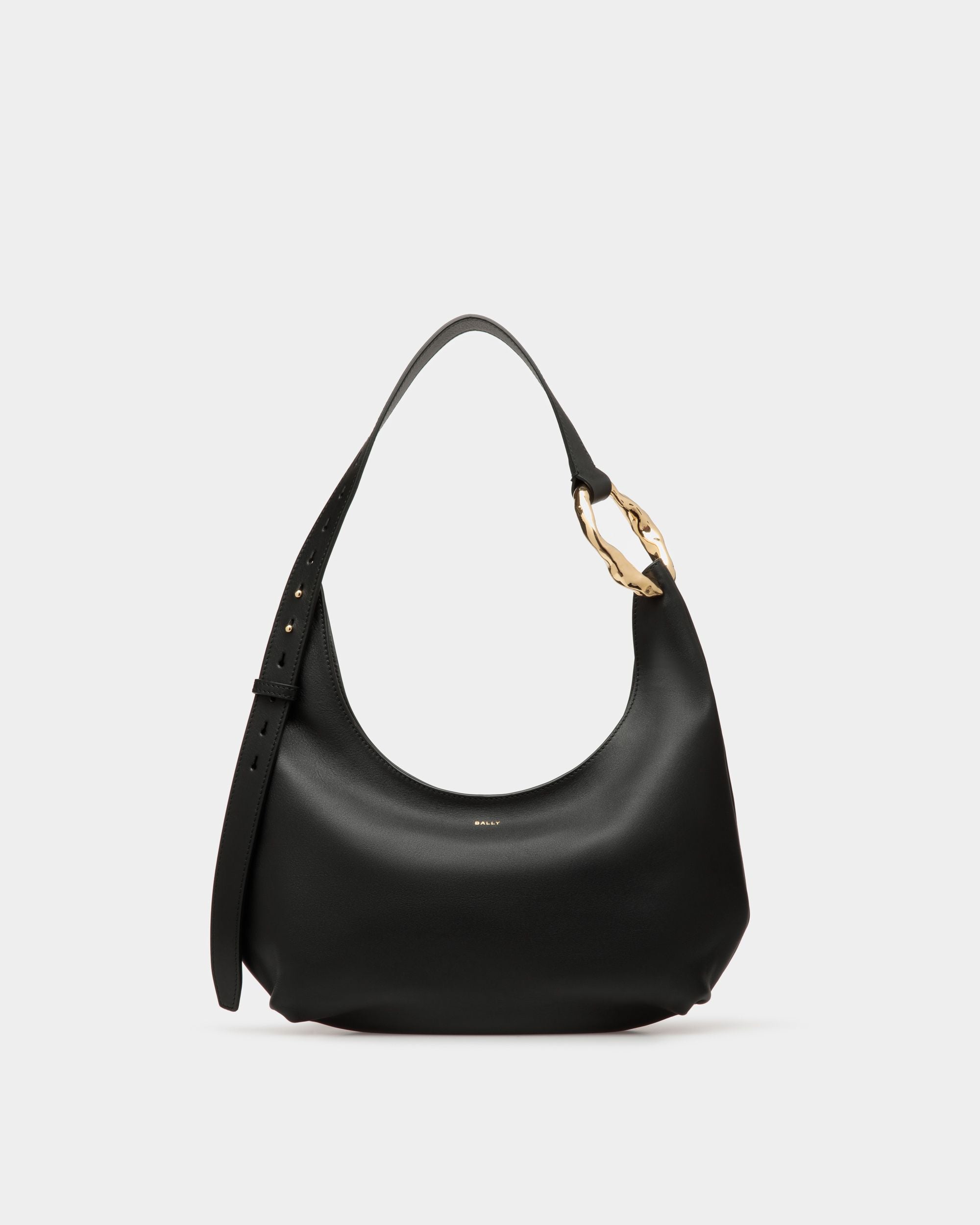 Baroque Ring | Women's Shoulder Bag | Black Leather | Bally | Still Life Front