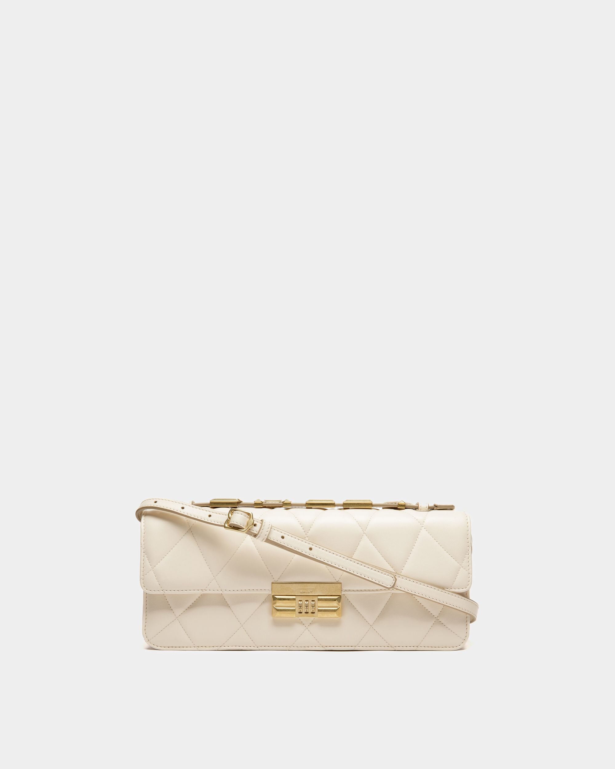 Logo Crossbody Large | Women's Crossbody | Bone Leather | Bally | Still Life Front