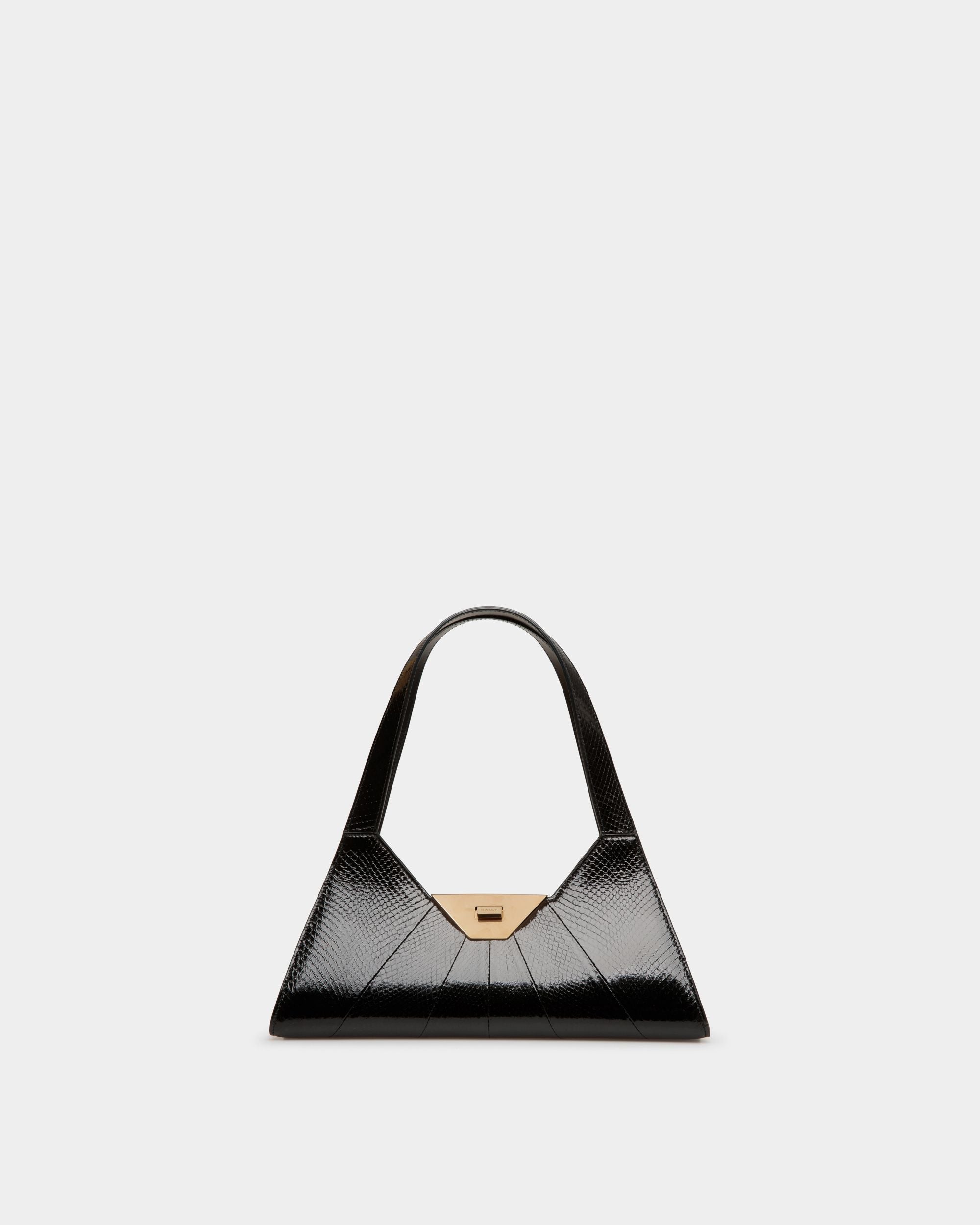 Tilt Shoulder Bag | Women's Bags | Black Snakeskin Leather | Bally | Still Life Front