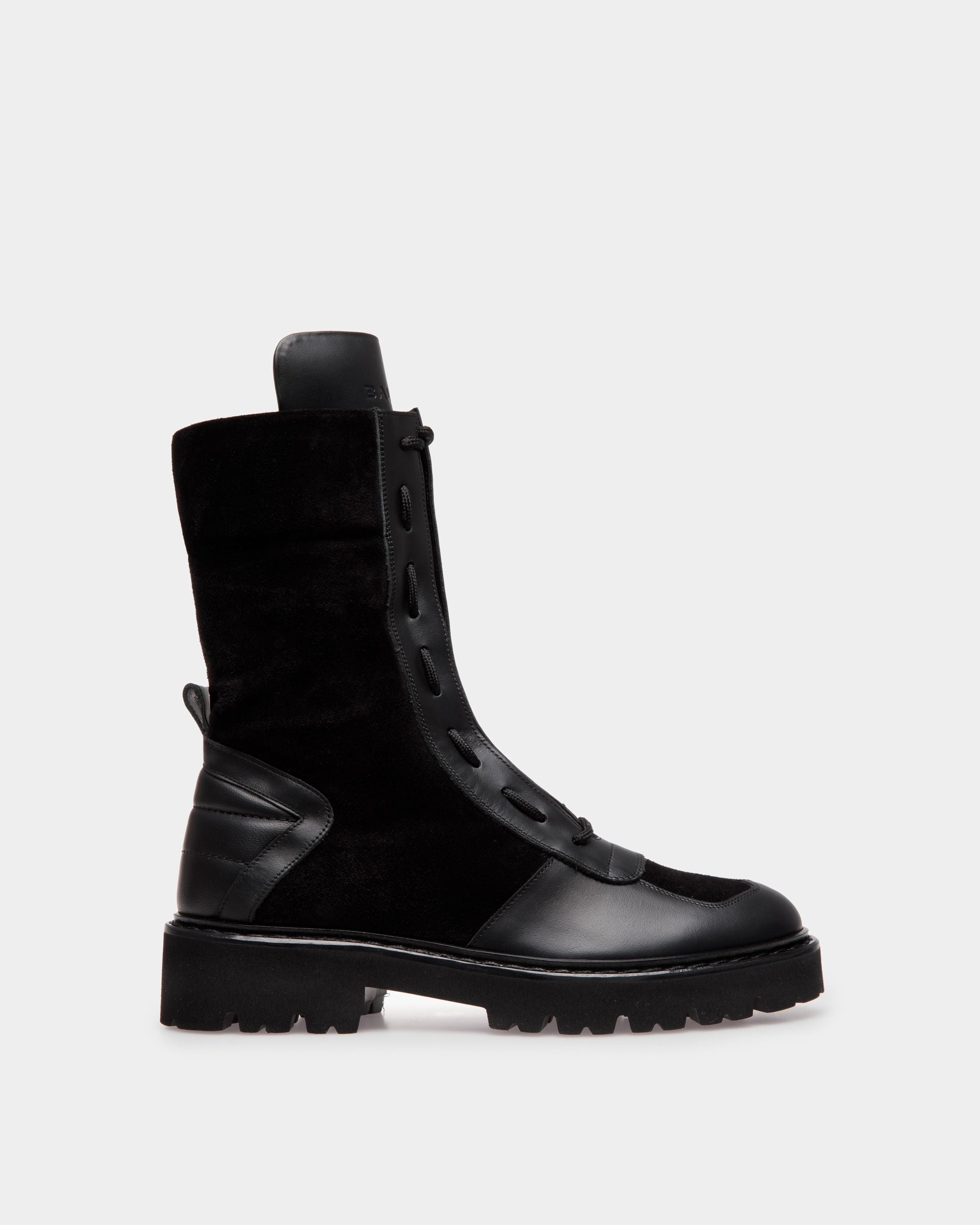 Women's Enga Boots In Black Leather | Bally | Still Life Side