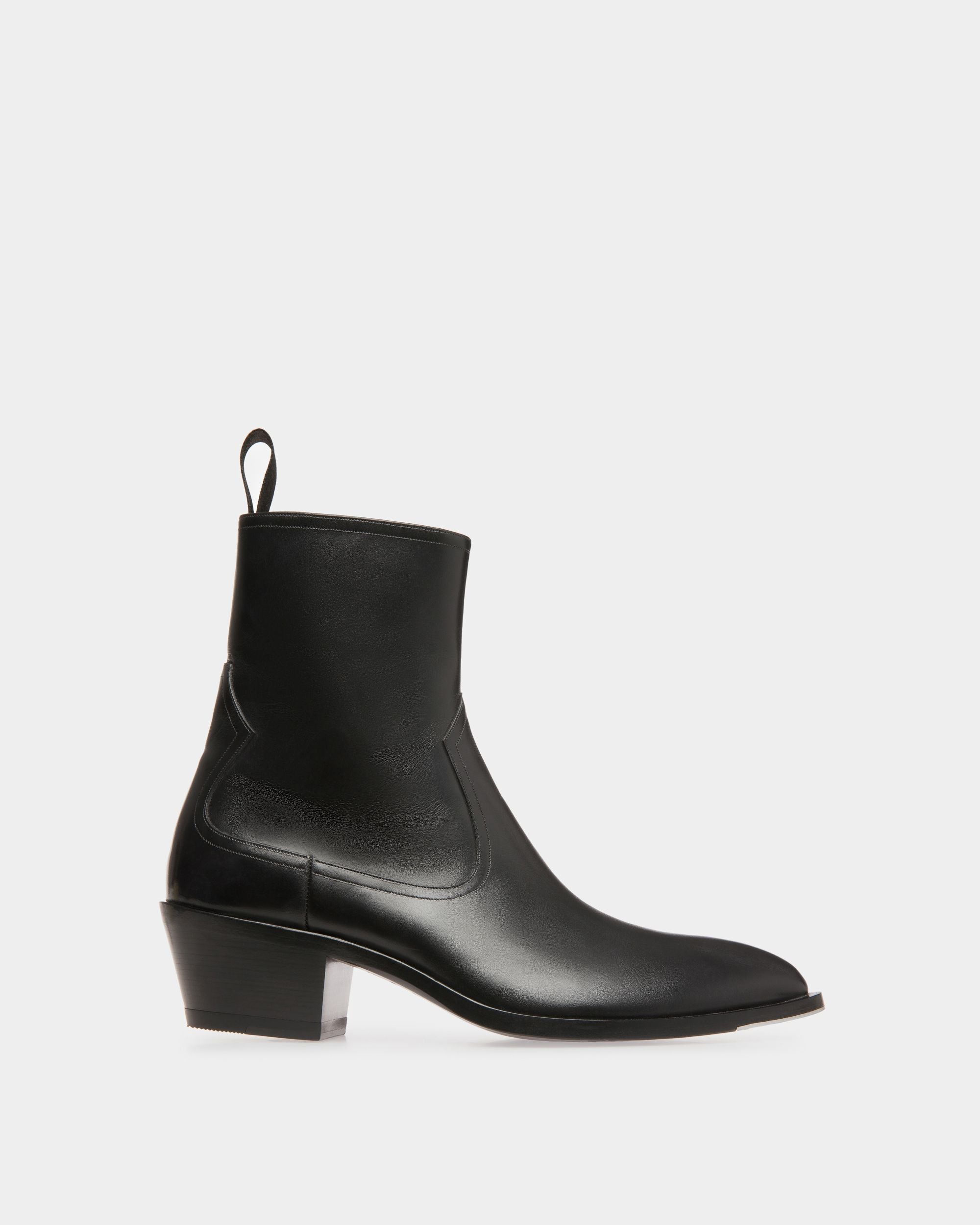 Gaiman | Women's Booties | Black Leather | Bally | Still Life Side