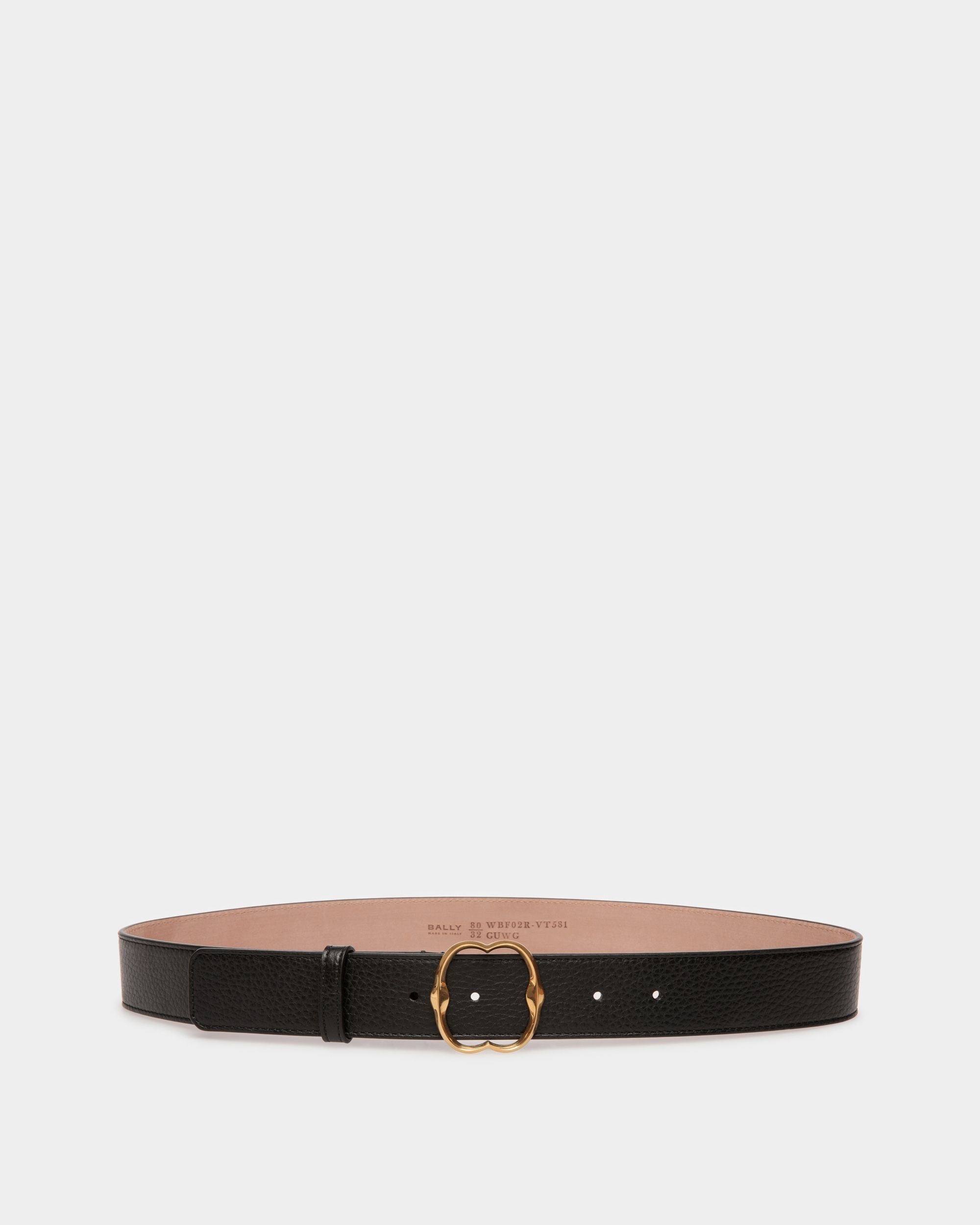 Emblem Buckle 35mm Belt | Women's Belt | Black Leather | Bally | Still Life Front