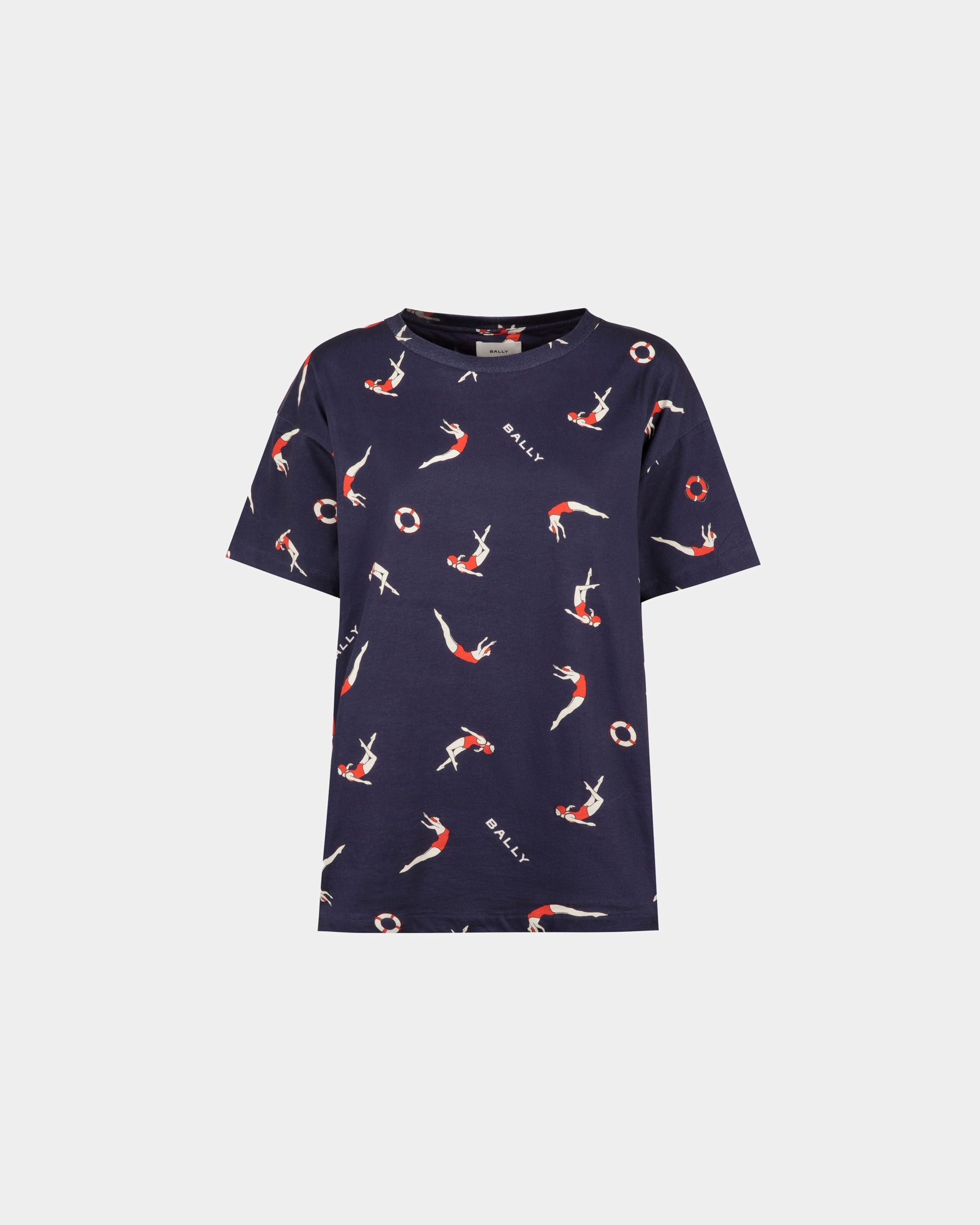 Women's Printed T-shirt in Blue Cotton | Bally | Still Life Front