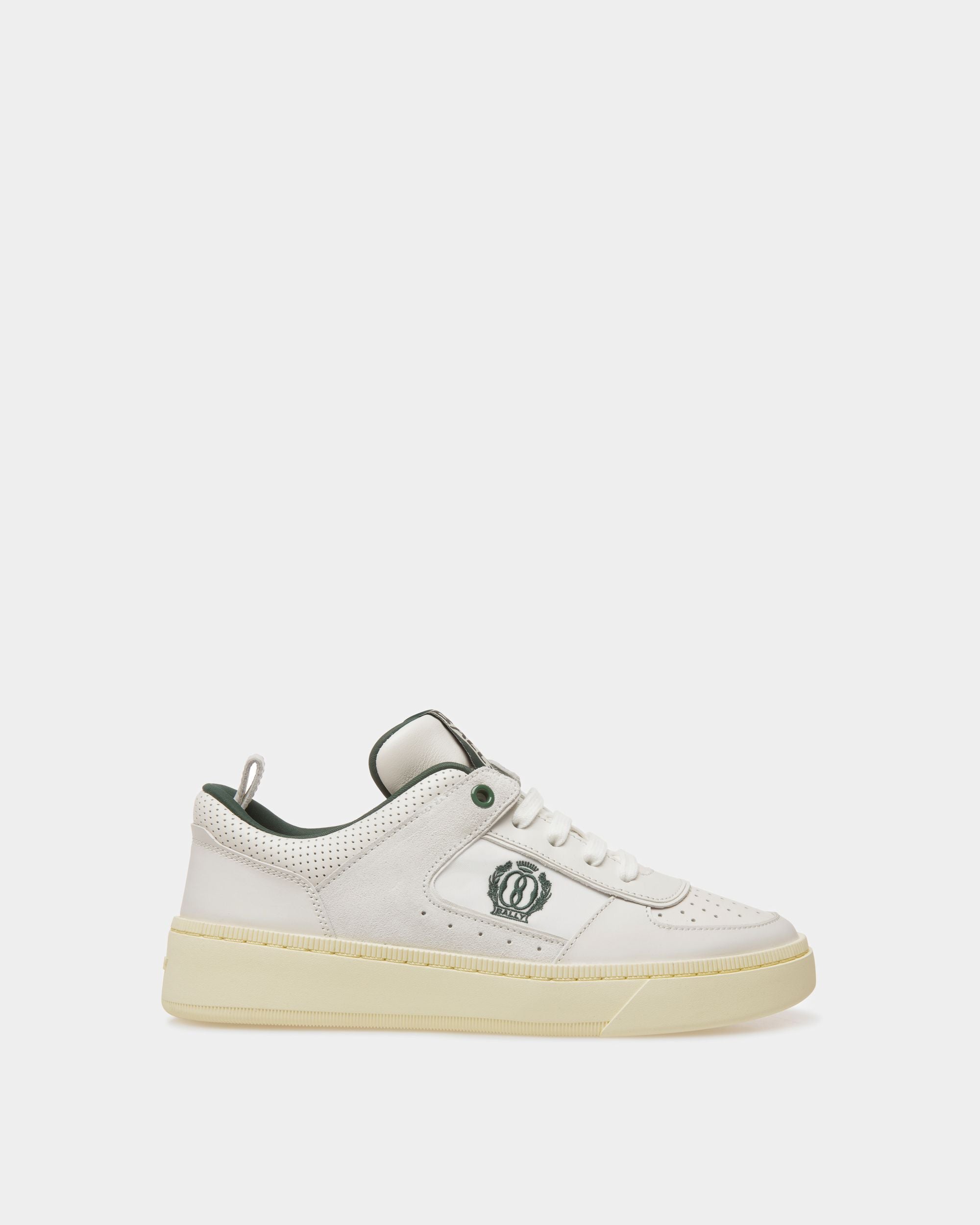 Riweira | Women's Sneakers | White And Green Leather | Bally | Still Life Side