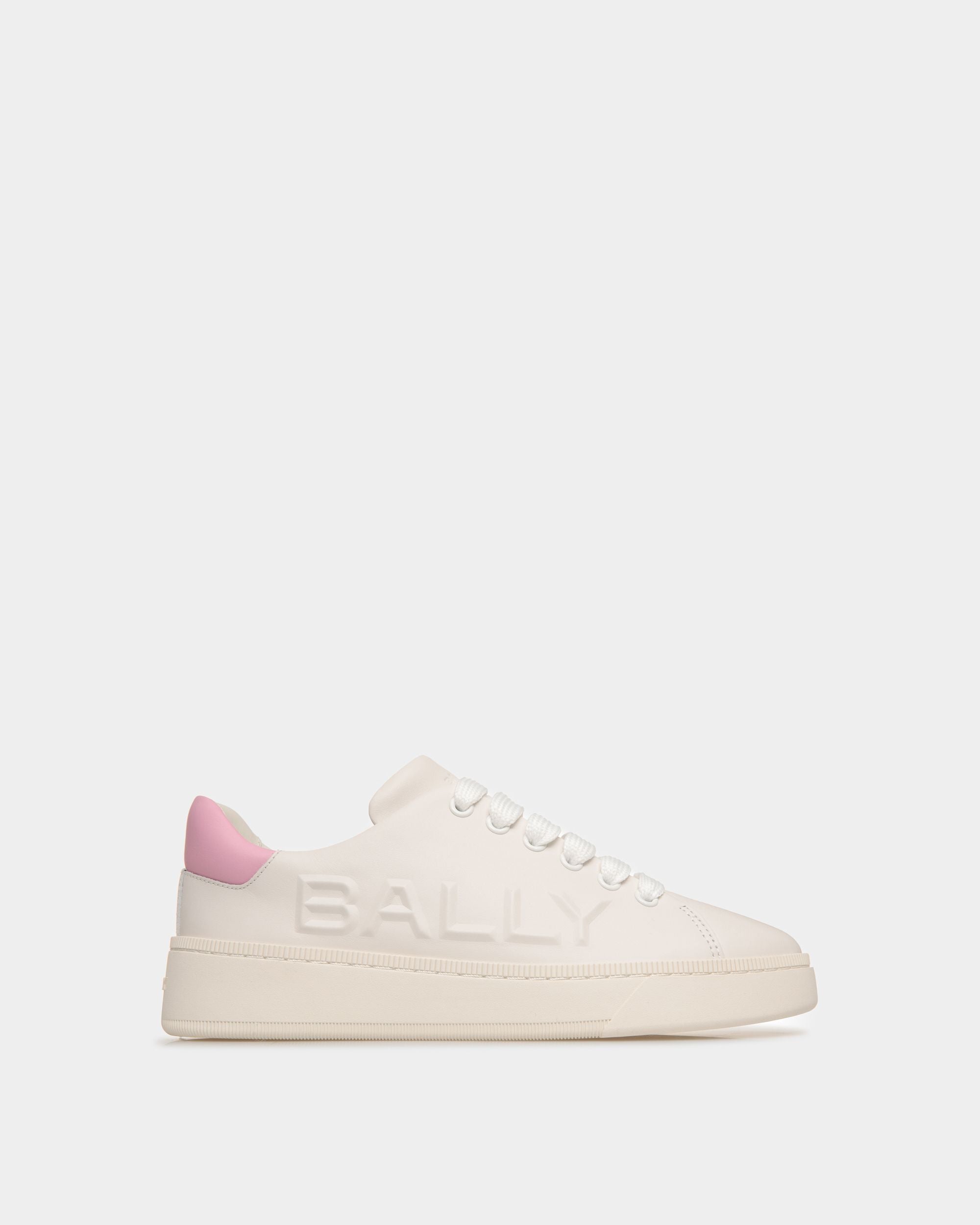 Raise | Women's Sneaker in White And Pink Leather | Bally | Still Life Side