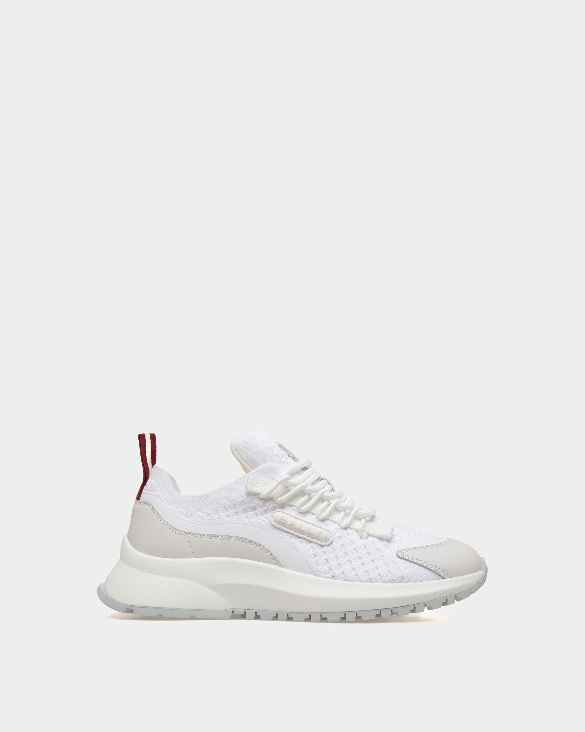 Outline | Women's Sneaker in White Knit | Bally | Still Life Side