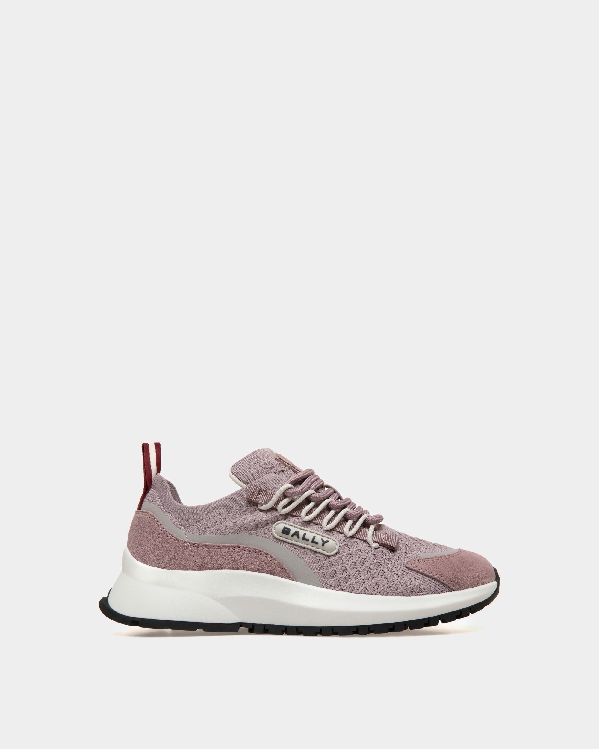 Outline | Women's Low-top Sneaker in Lilac Knit Fabric | Bally | Still Life Side