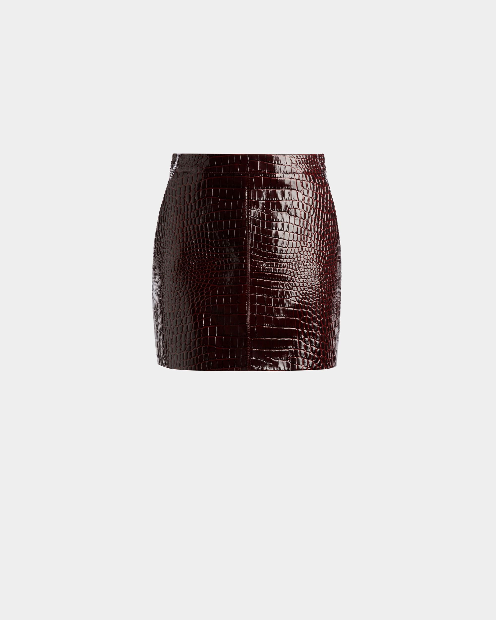 Skirt | Women's Skirt | Burgundy Leather | Bally | Still Life Front