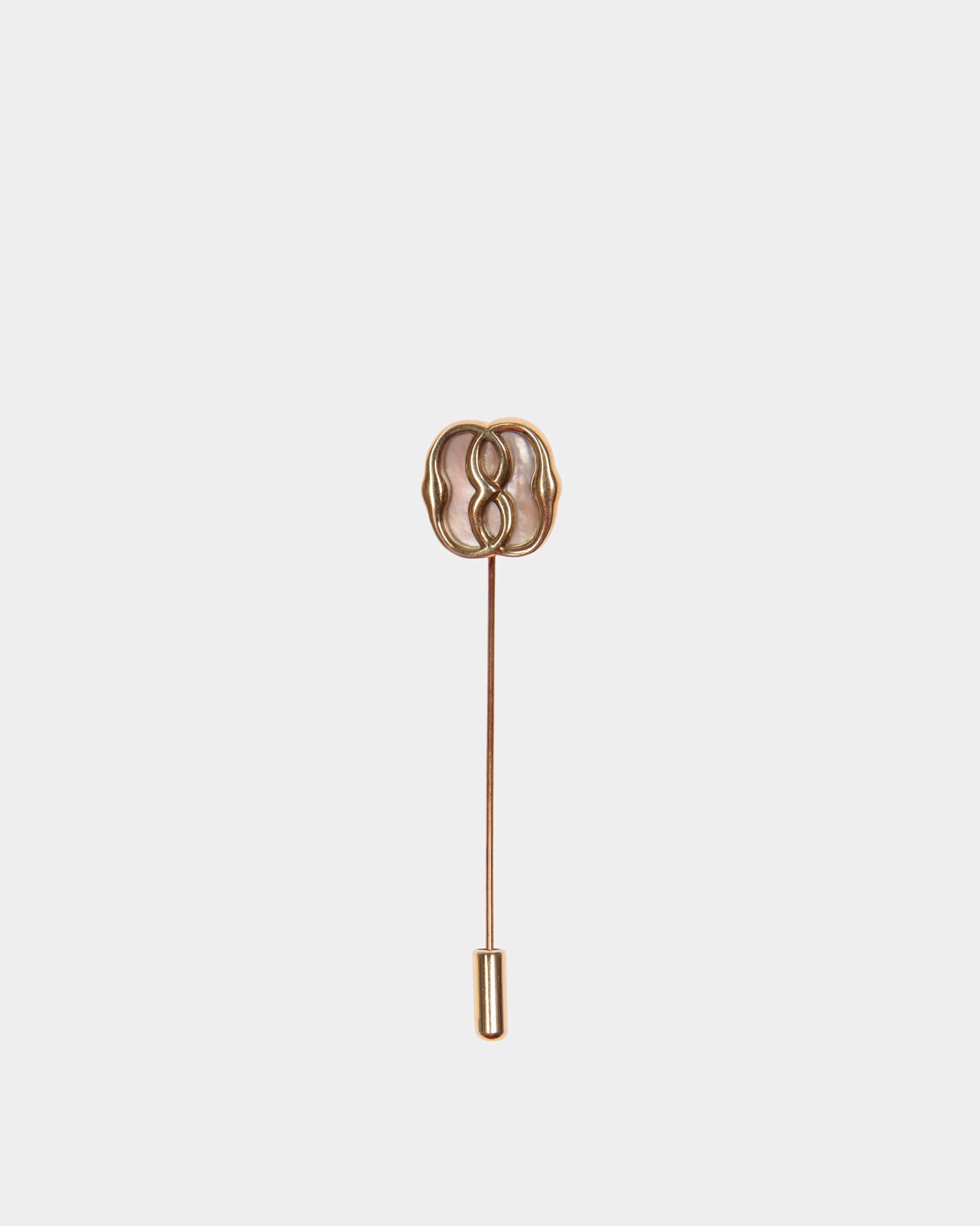 Emblem Pin | Women's Brooch | Hammered Gold | Bally | Still Life Front