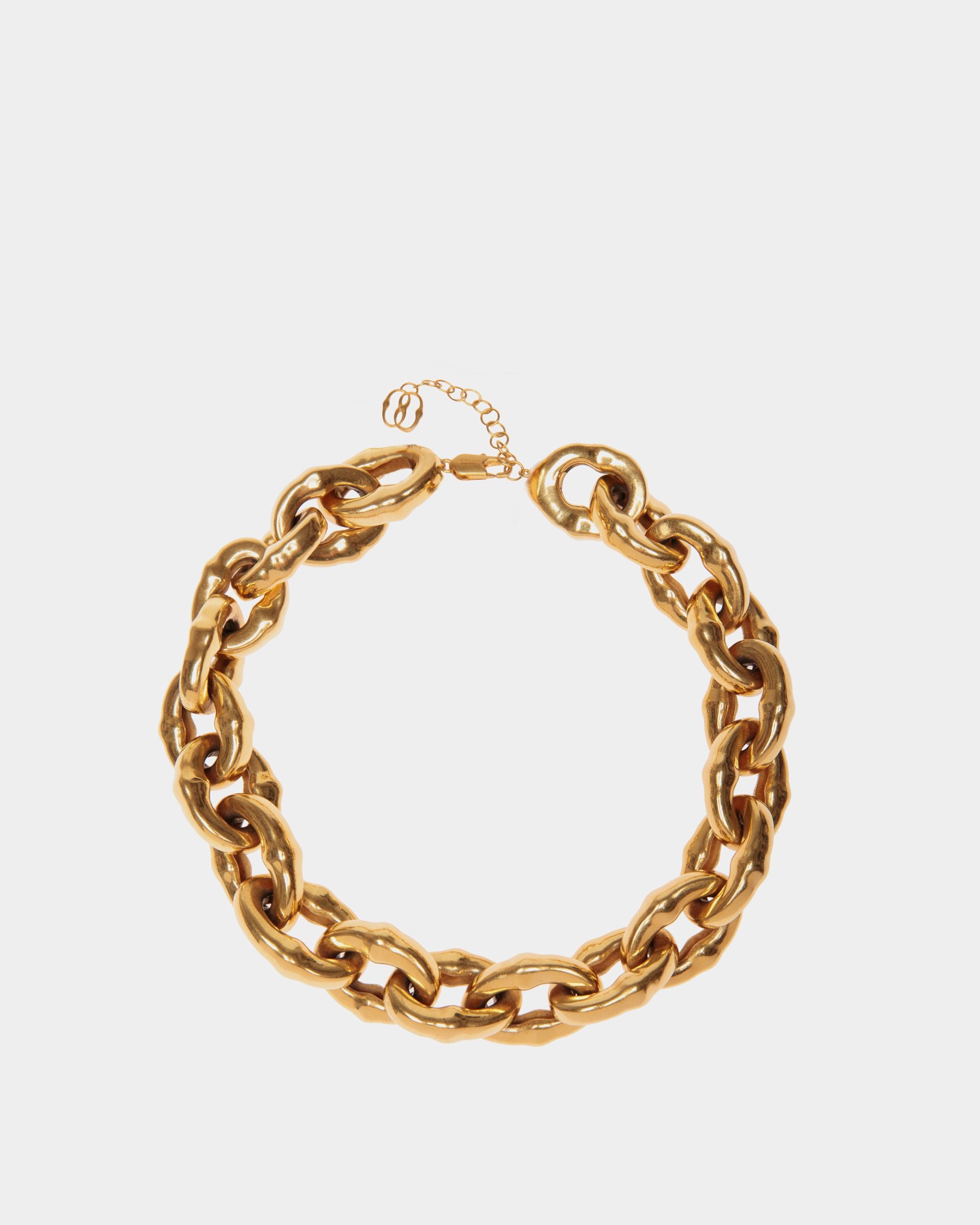 Chain Choker | Women's Necklace | Hammered Gold | Bally | Still Life Front