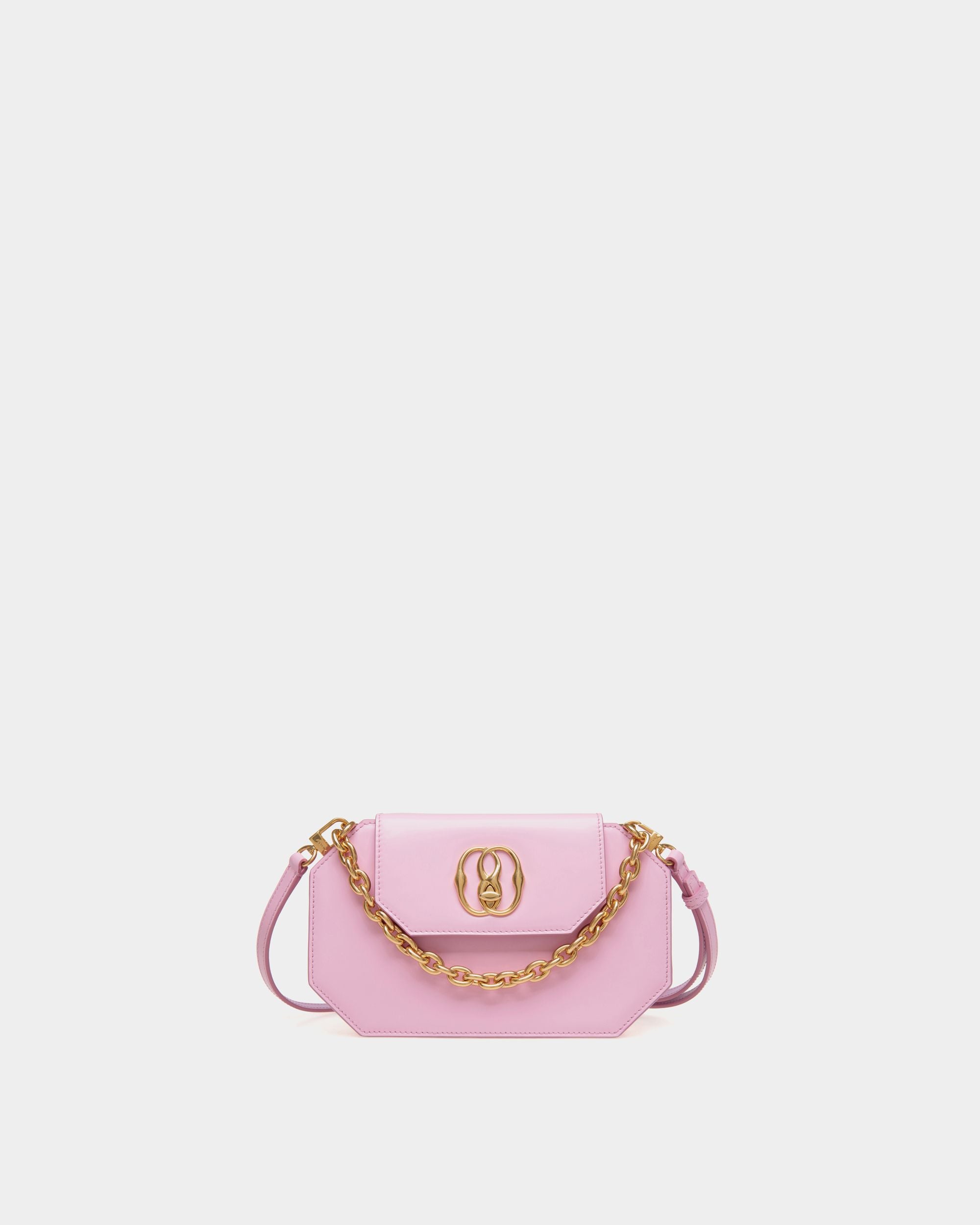 Women's Emblem Mini Bag in Pink Brushed Leather | Bally | Still Life Front