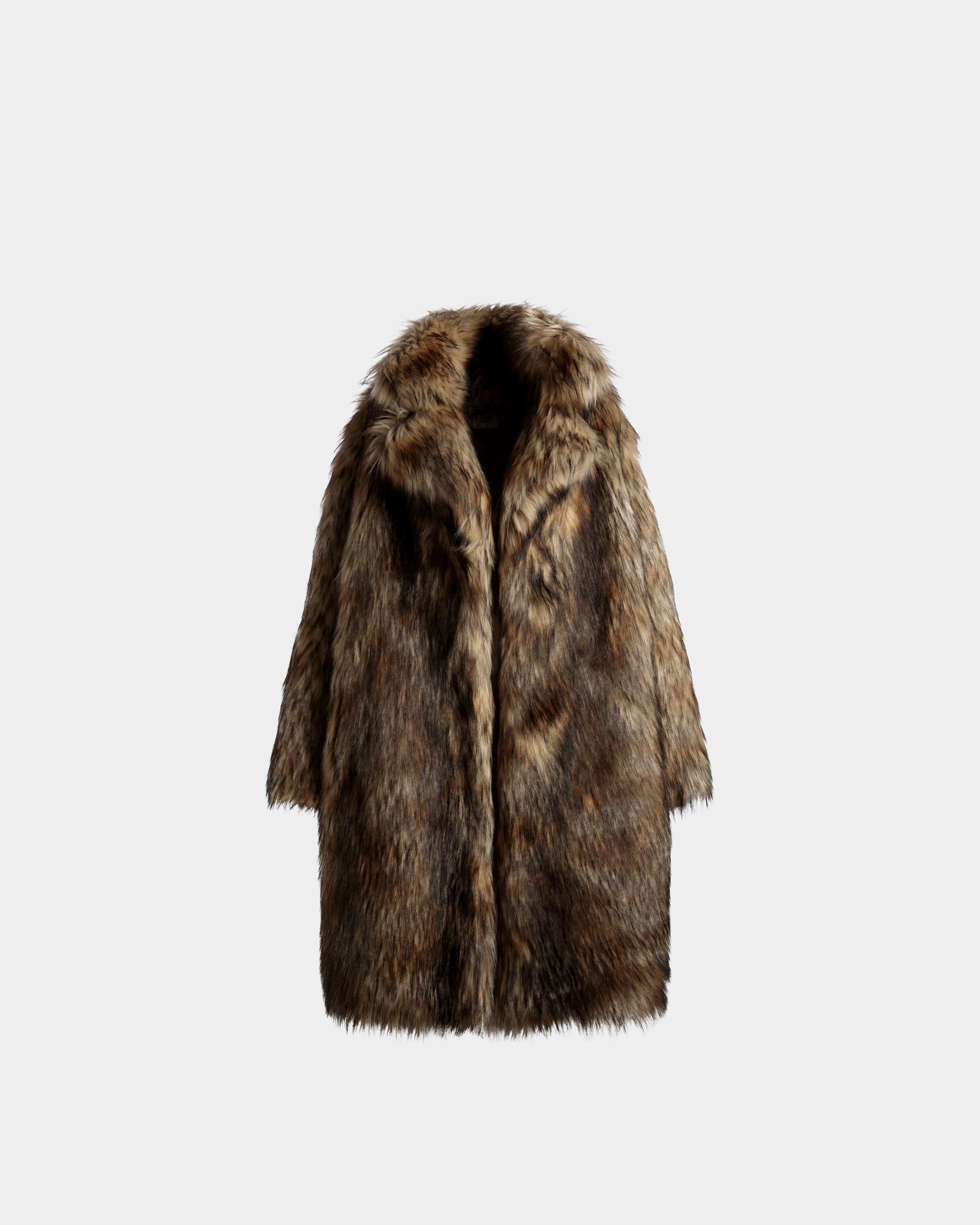 Faux Fur Coat | Women's Coat | Brown Faux Fur | Bally | Still Life Front