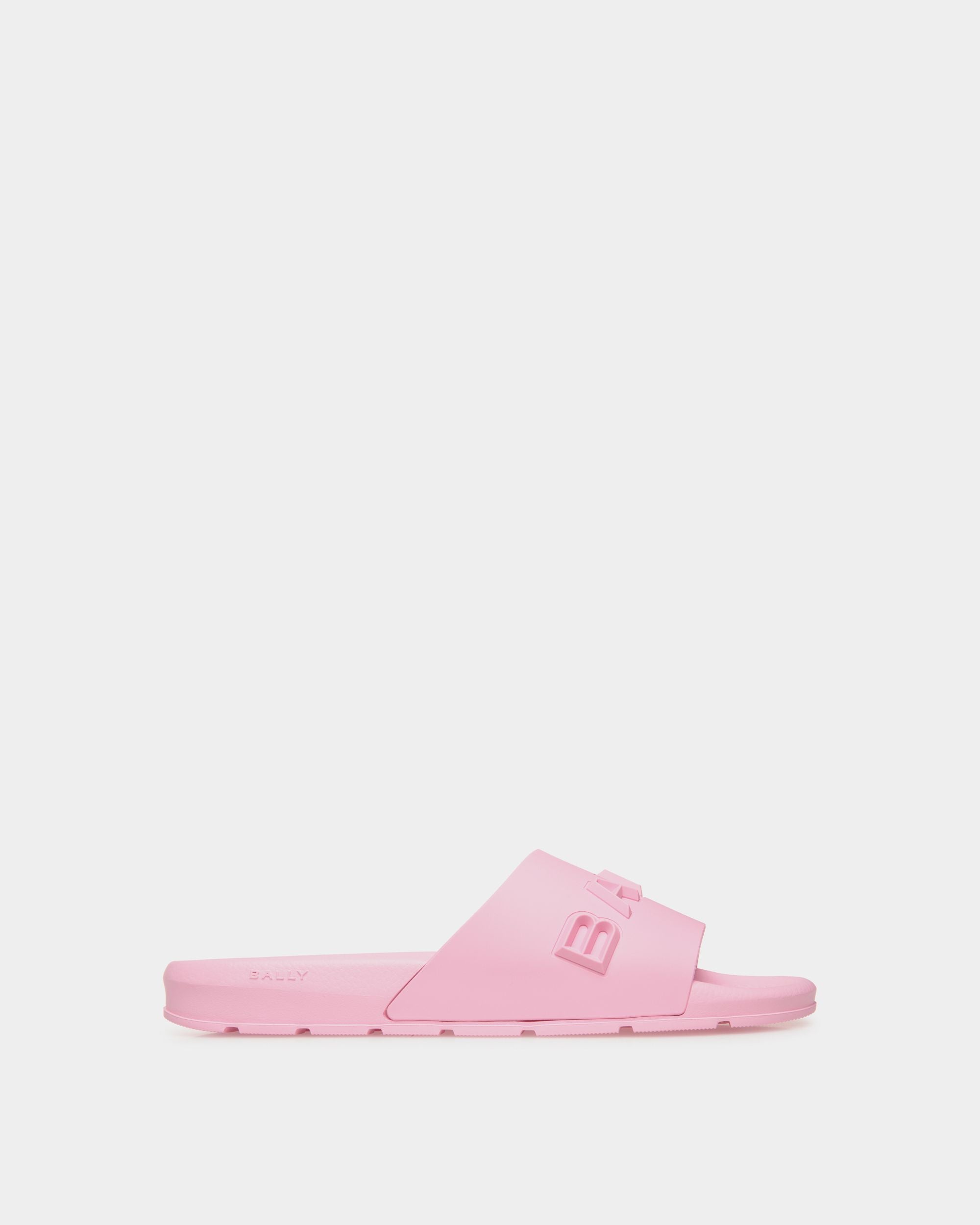 Seaside | Women's Slide in Pink Rubber | Bally | Still Life Side