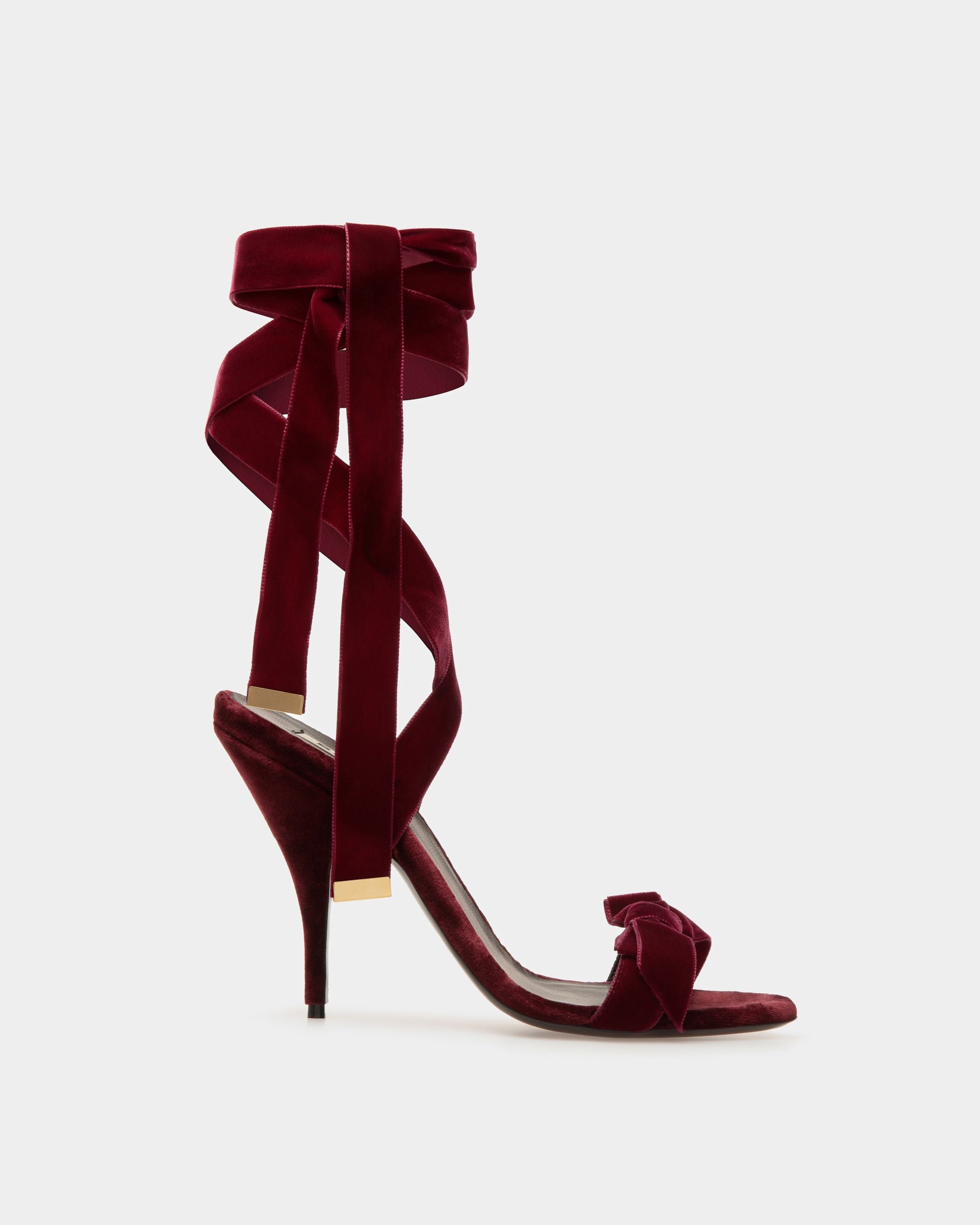 Annita | Women's Sandals | Burgundy Velvet | Bally | Still Life Side