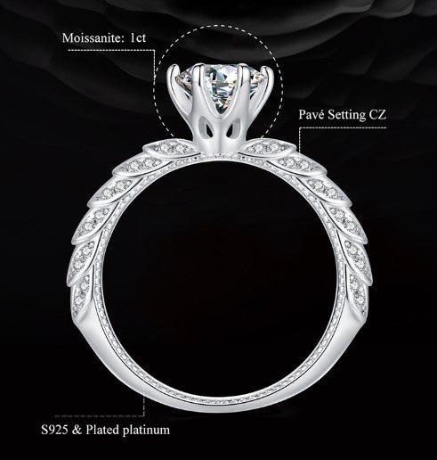 Anel Luxuoso Moissanite 1 Quilate Bamoer 