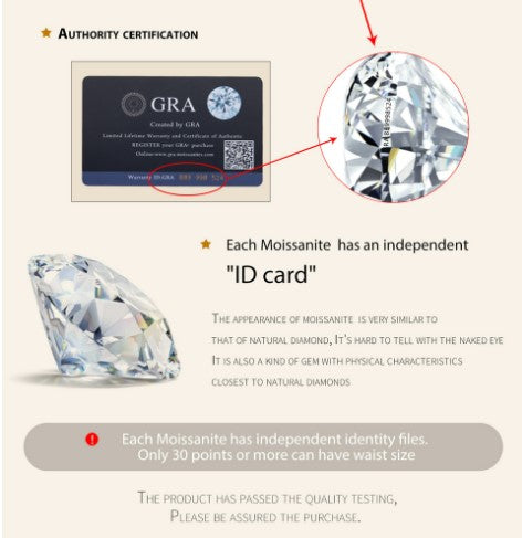 Anel Redondo Moissanite 1 Quilate Bamoer