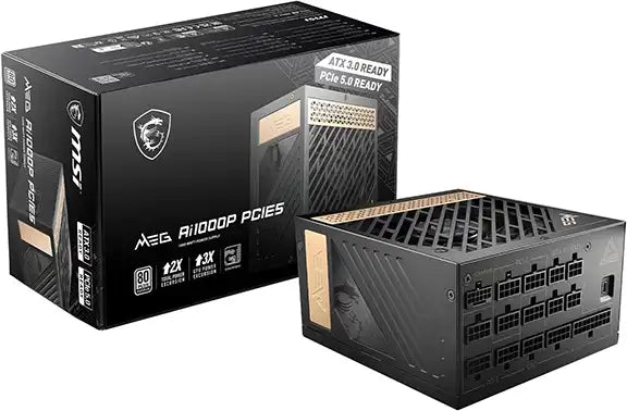 Guide of Best PSU Brands for Gamers by Prime Tech Support for Gamers Clients in Miami - Visual representation of MSI MEG Ai1000P PCIe 5 PSU (Power Supply Unit) for gamers in Miami