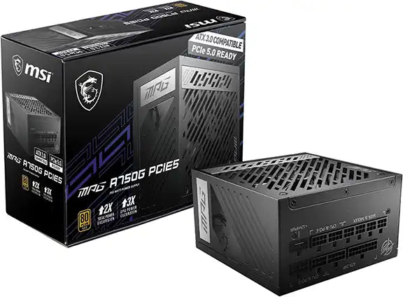 Guía de las mejores marcas de PSU para jugadores por Prime Tech Support para clientes de Gamers en Miami - Representación visual de la PSU (Unidad de fuente de alimentación) MSI MPG A750G para jugadores en Miami